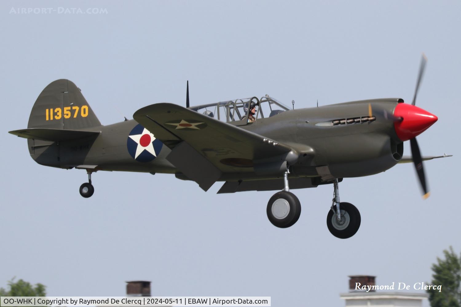 OO-WHK, 1941 Curtiss P-40E Kittyhawk C/N 16786, OO-WHK landing at Antwerp Airport.