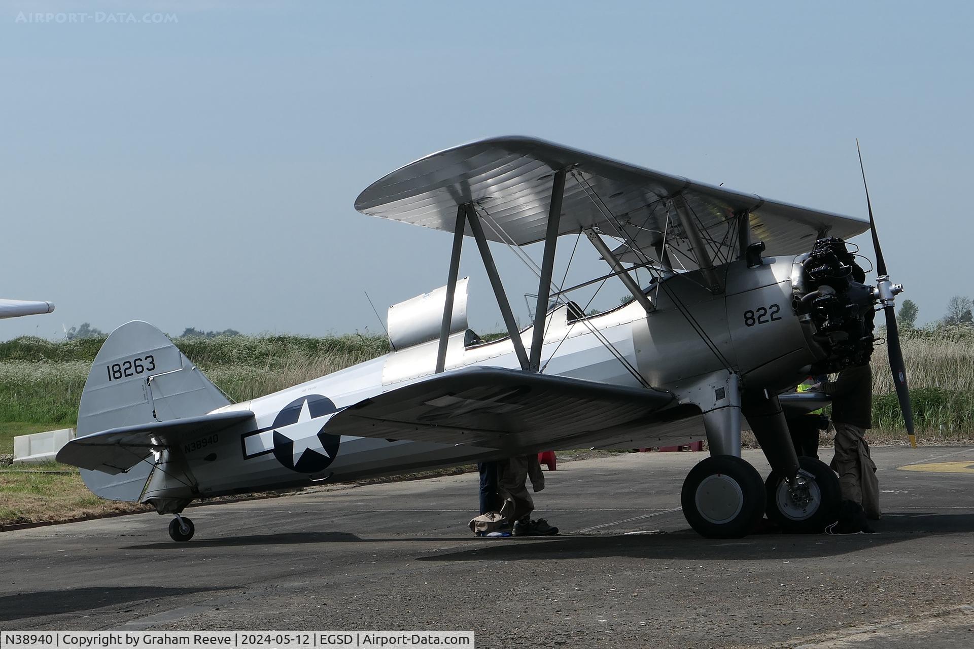 N38940, 1941 Boeing A75N1(PT17) C/N 75-1822, Parked at North Denes on their first ever fly-in.