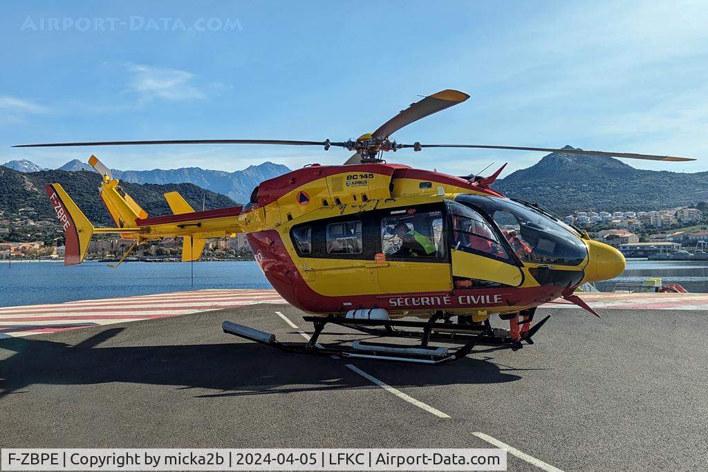 F-ZBPE, Eurocopter-Kawasaki EC-145 (BK-117C-2) C/N 9011, Parked at Ile Rousse Port