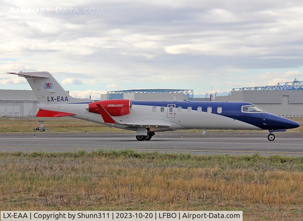 LX-EAA, 2006 Learjet 45 C/N 321, Taxiing holding point rwy 14L for departure...