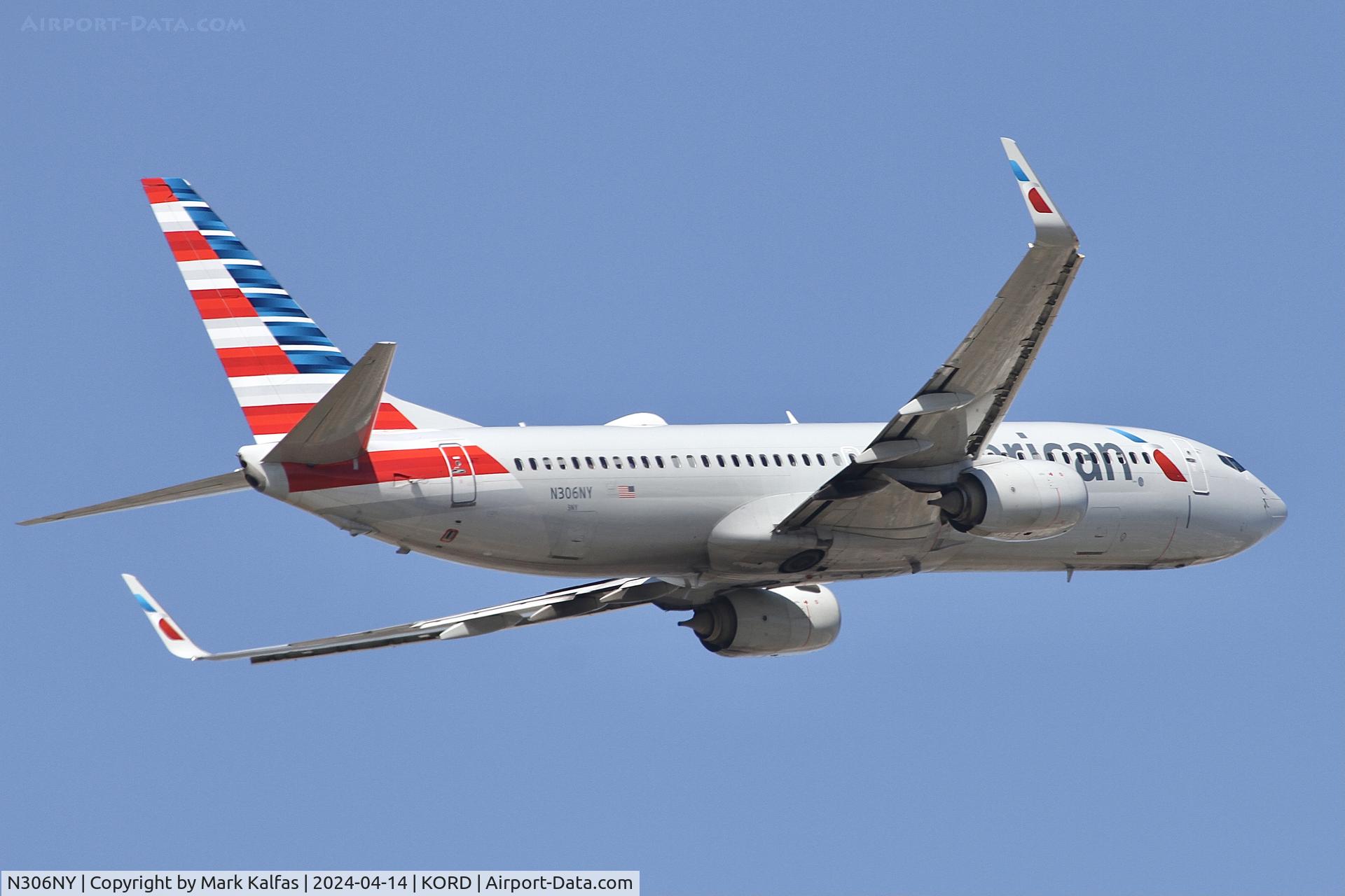 N306NY, 2016 Boeing 737-800 C/N 33343, B738 American Airlines Boeing 737-823 N306NY AAL1551 ORD-LAX departing 10C KORD