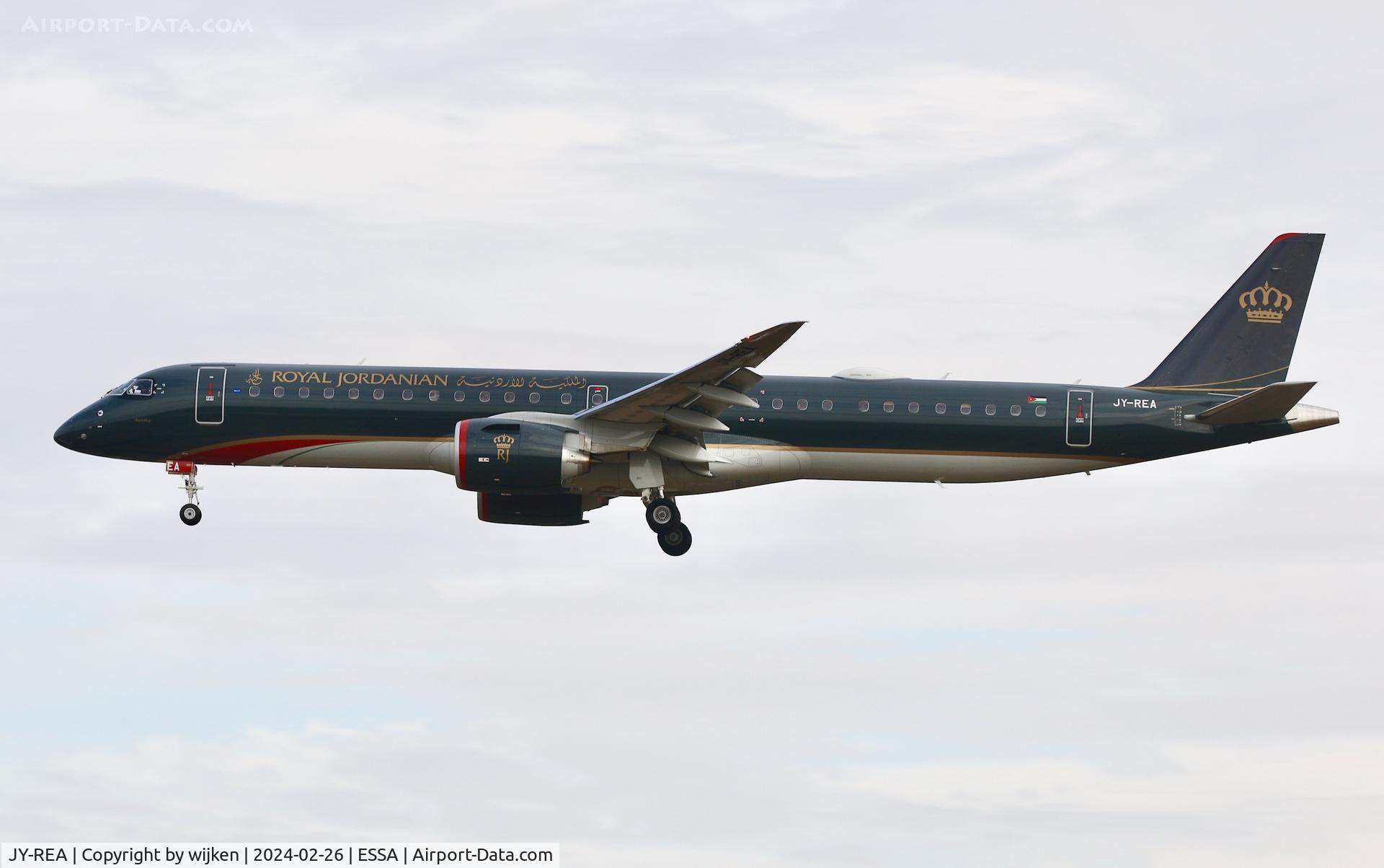 JY-REA, 2023 Embraer E195-E2 (ERJ 190-400 STD) C/N 19020116, RWY 01L