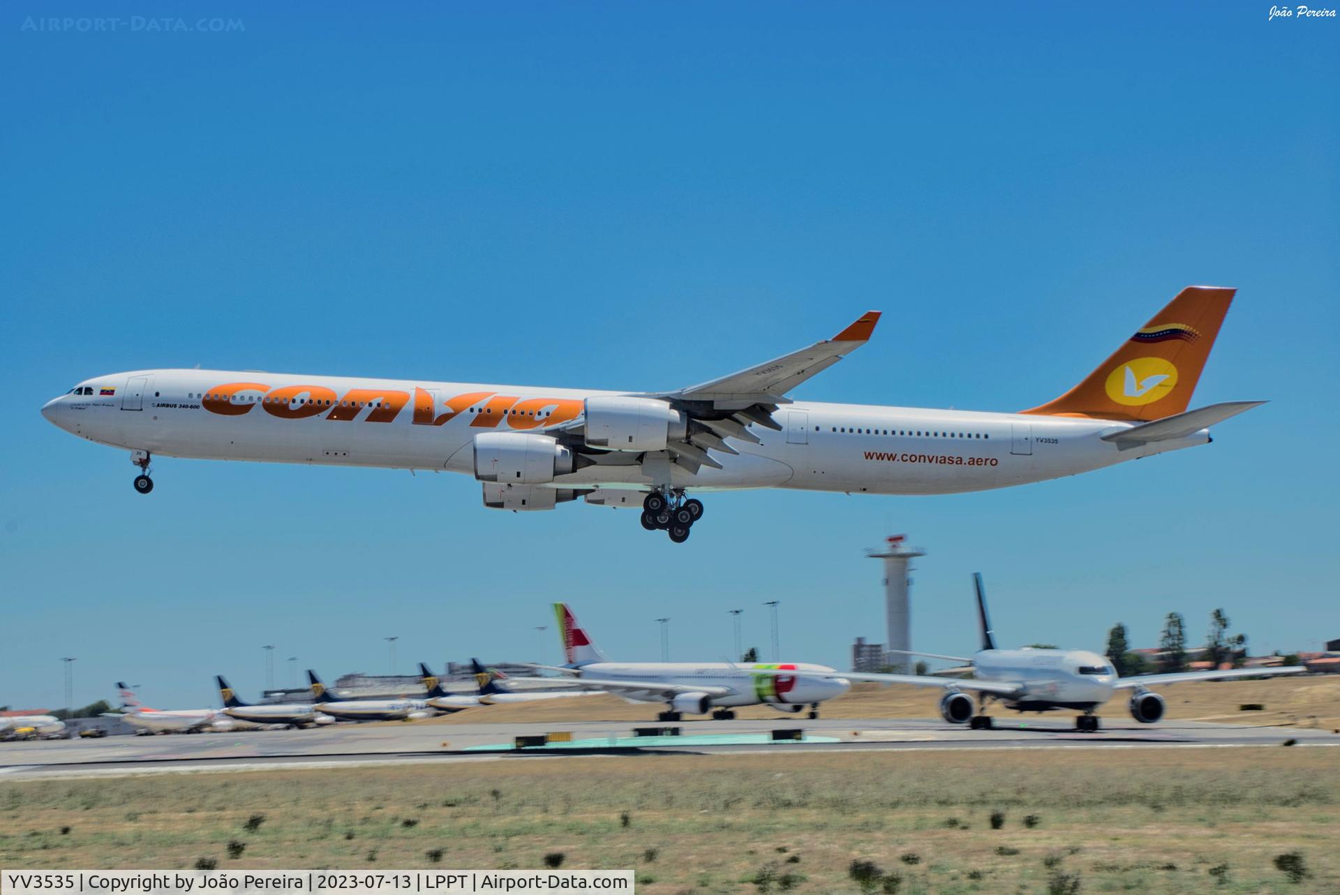 YV3535, 2002 Airbus A340-642 C/N 416, ConViasa A346 at LPPT