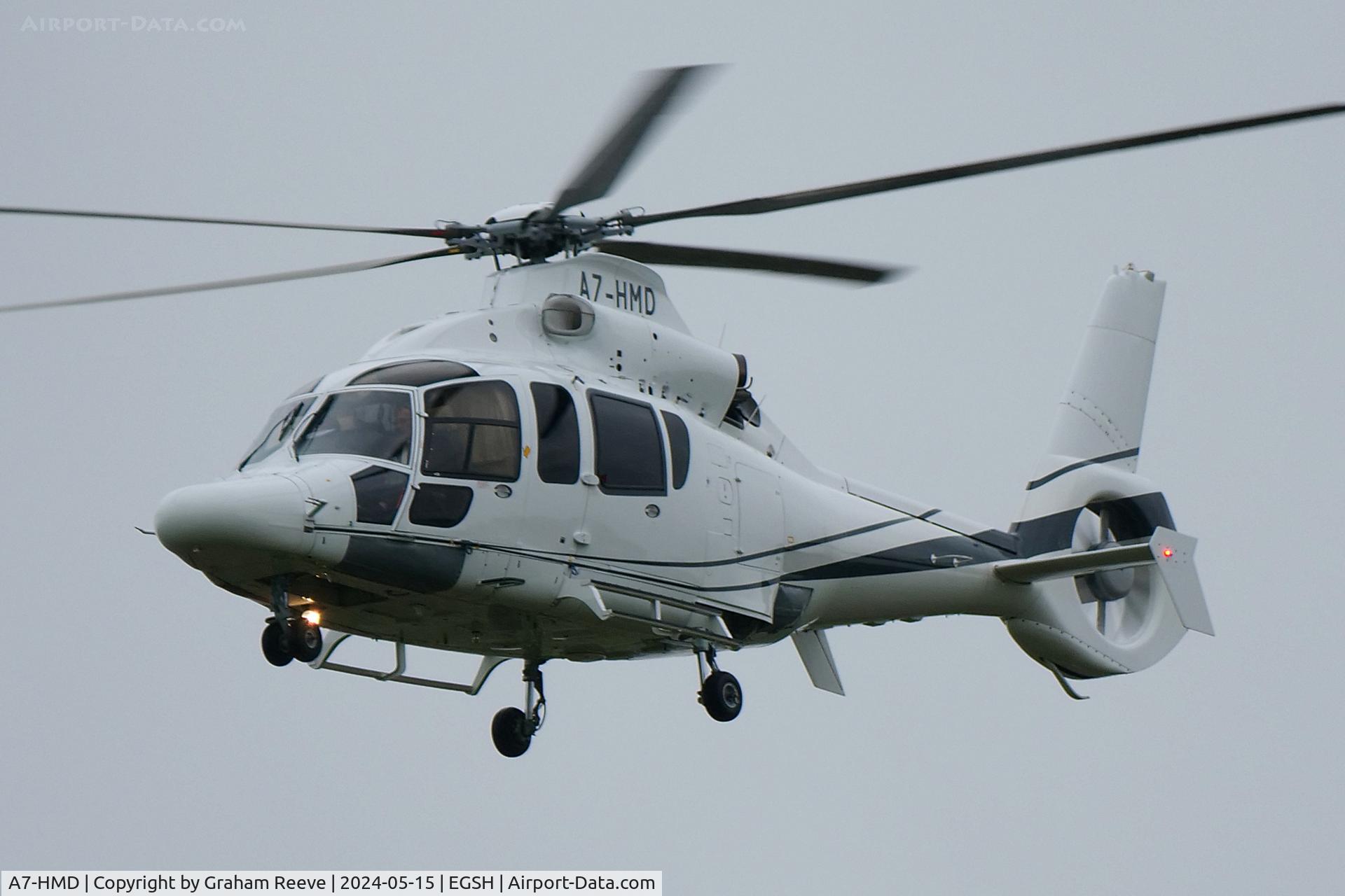 A7-HMD, 2009 Eurocopter EC-155B-1 C/N 6850, On approach to Norwich.