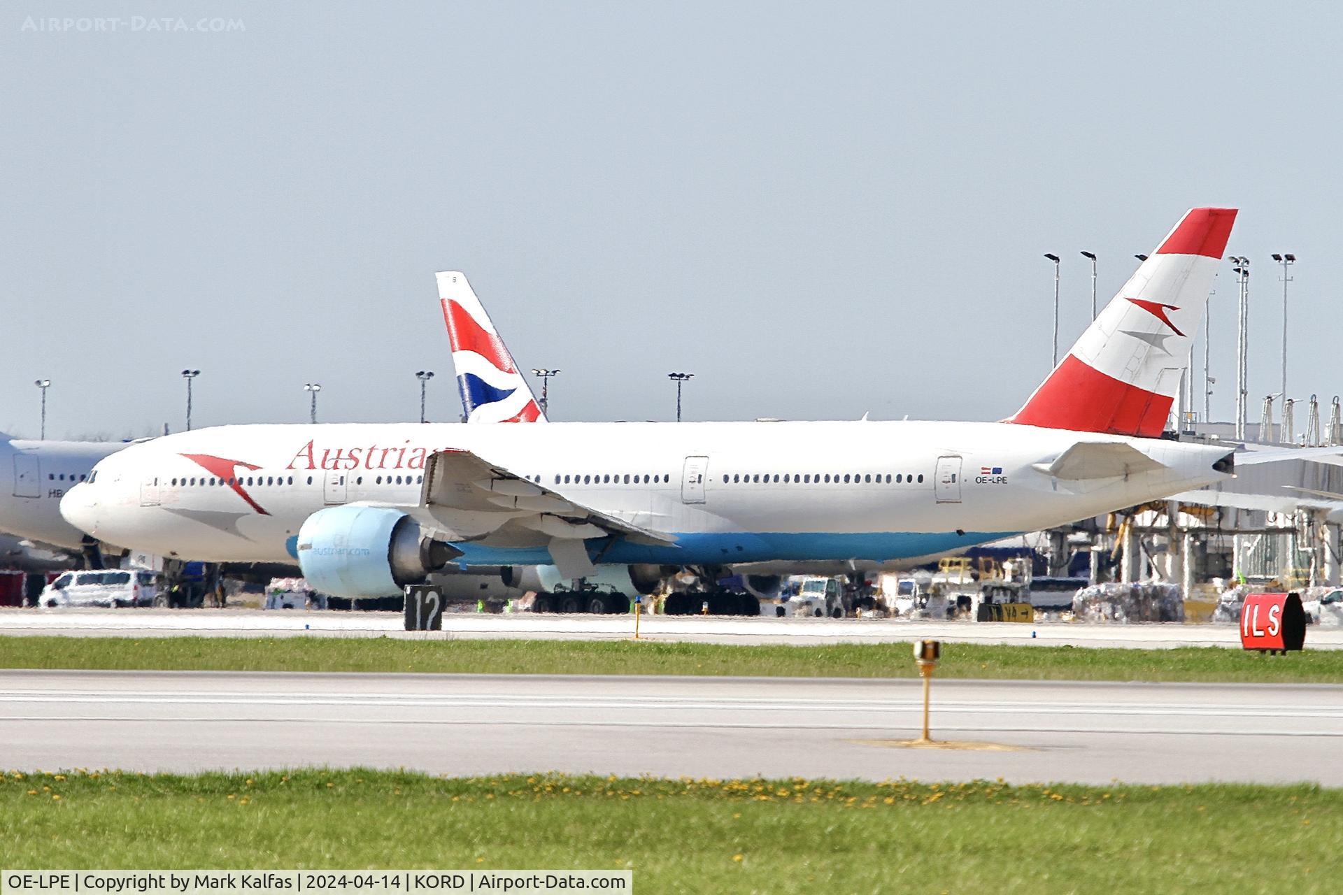 OE-LPE, 1998 Boeing 777-2Q8/ER C/N 27607, B772 Austrian Airlines Boeing 777-2Q8/ER OE-LPE AUA66 KORD-LOWW