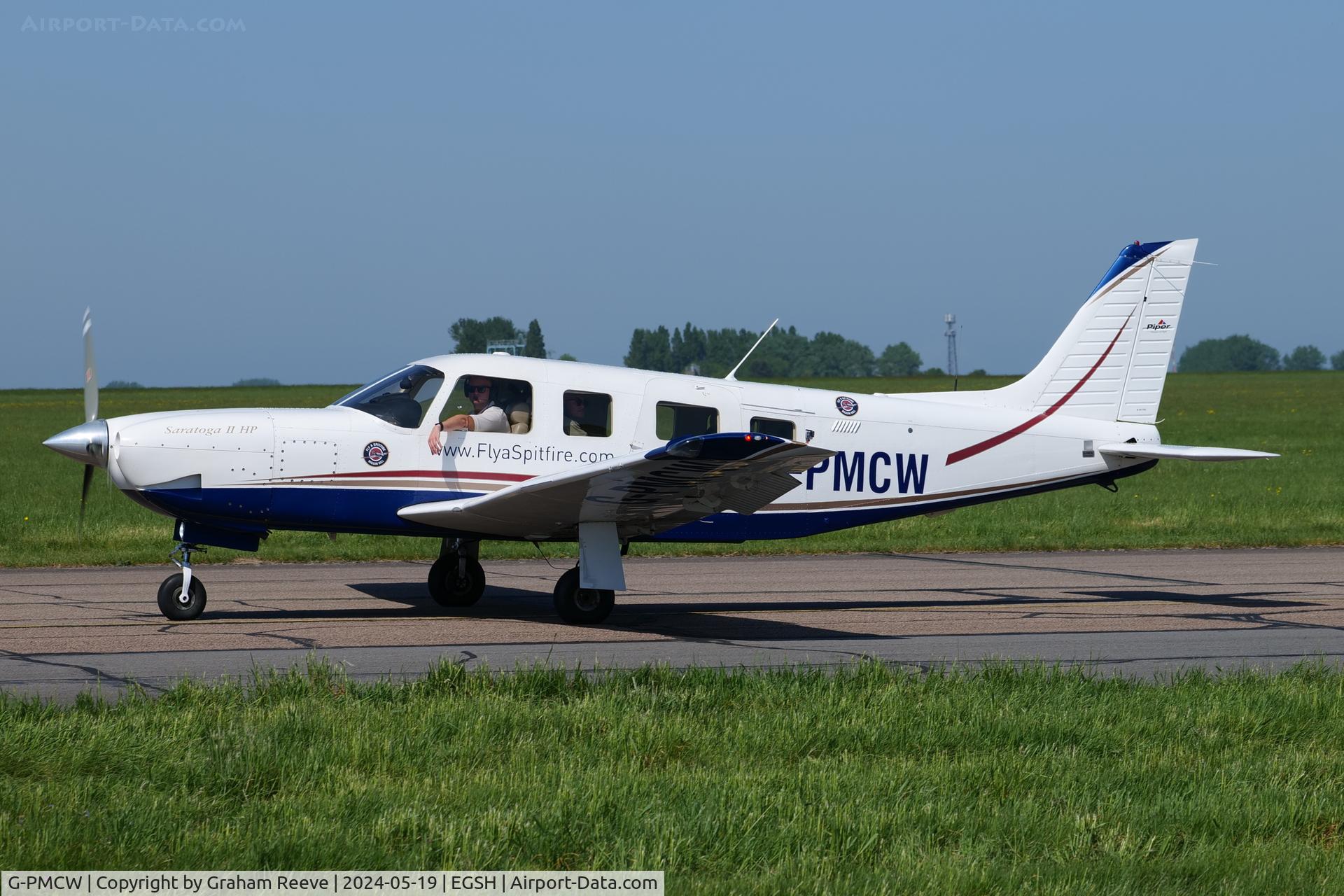 G-PMCW, 2006 Piper PA-32R-301 Saratoga C/N 3246240, Just landed at Norwich.