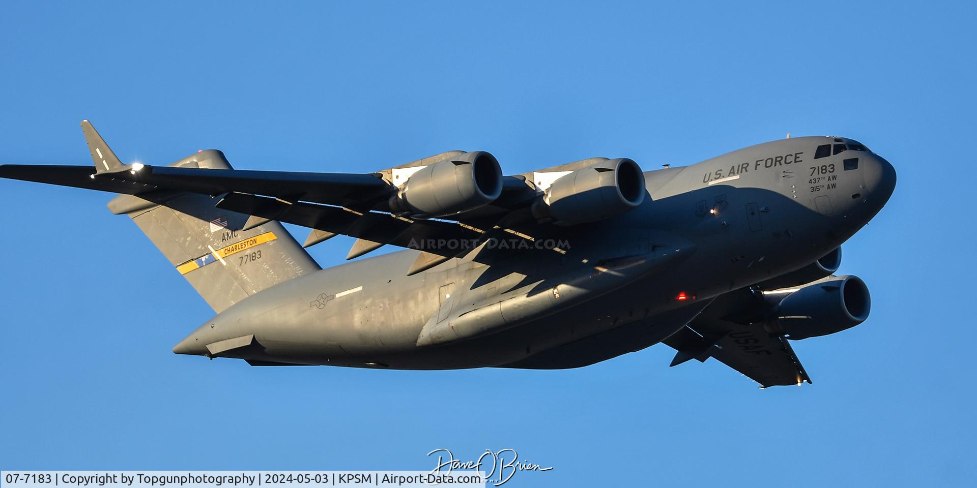 07-7183, 2007 Boeing C-17A Globemaster III C/N P-183, REACH633 off after clearing customs and filling up, off to Charleston