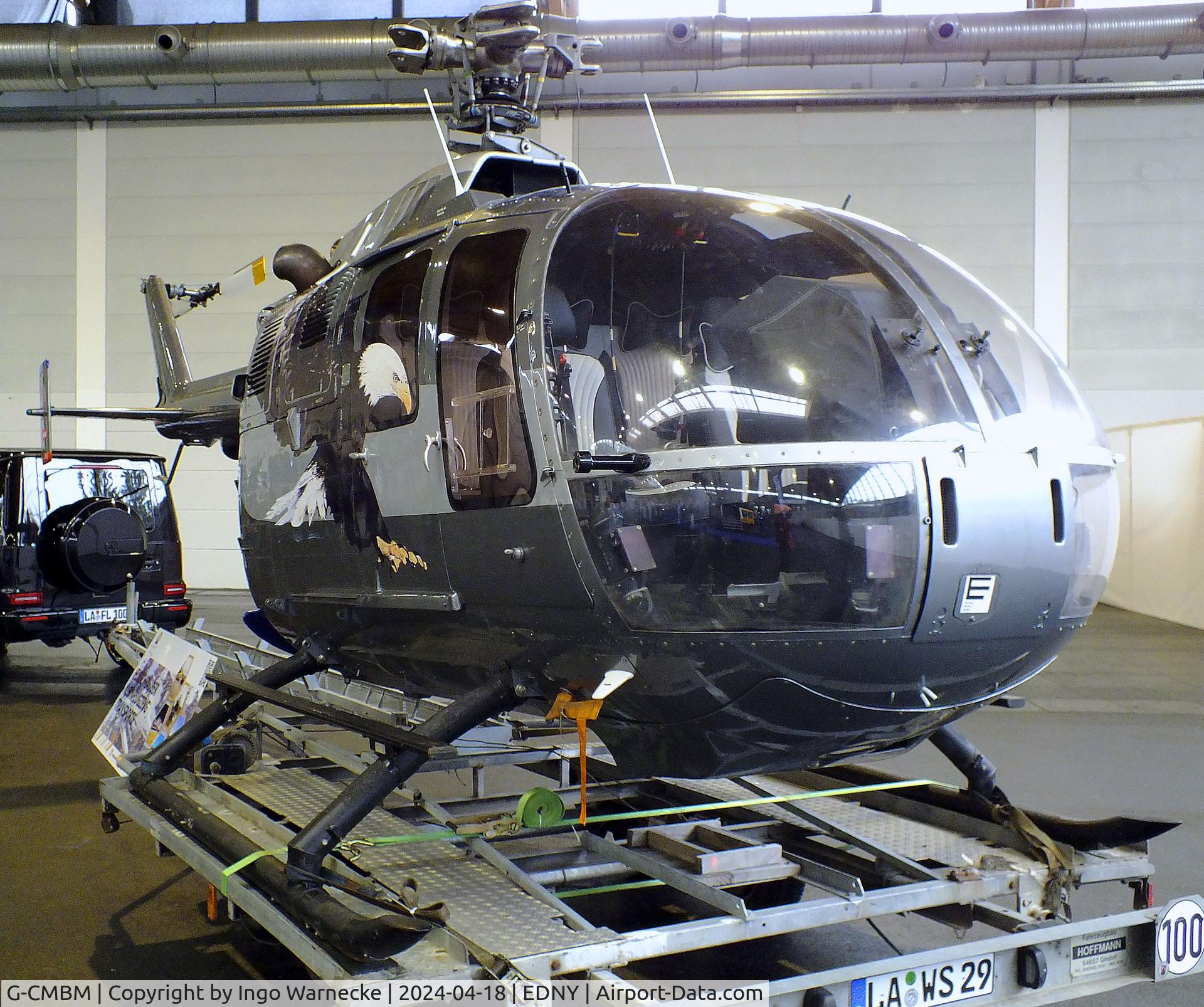 G-CMBM, 1976 MBB Bo-105CB-4 C/N S.269, MBB Bo 105CB-4 (minus main rotor blades) at the AERO 2024, Friedrichshafen