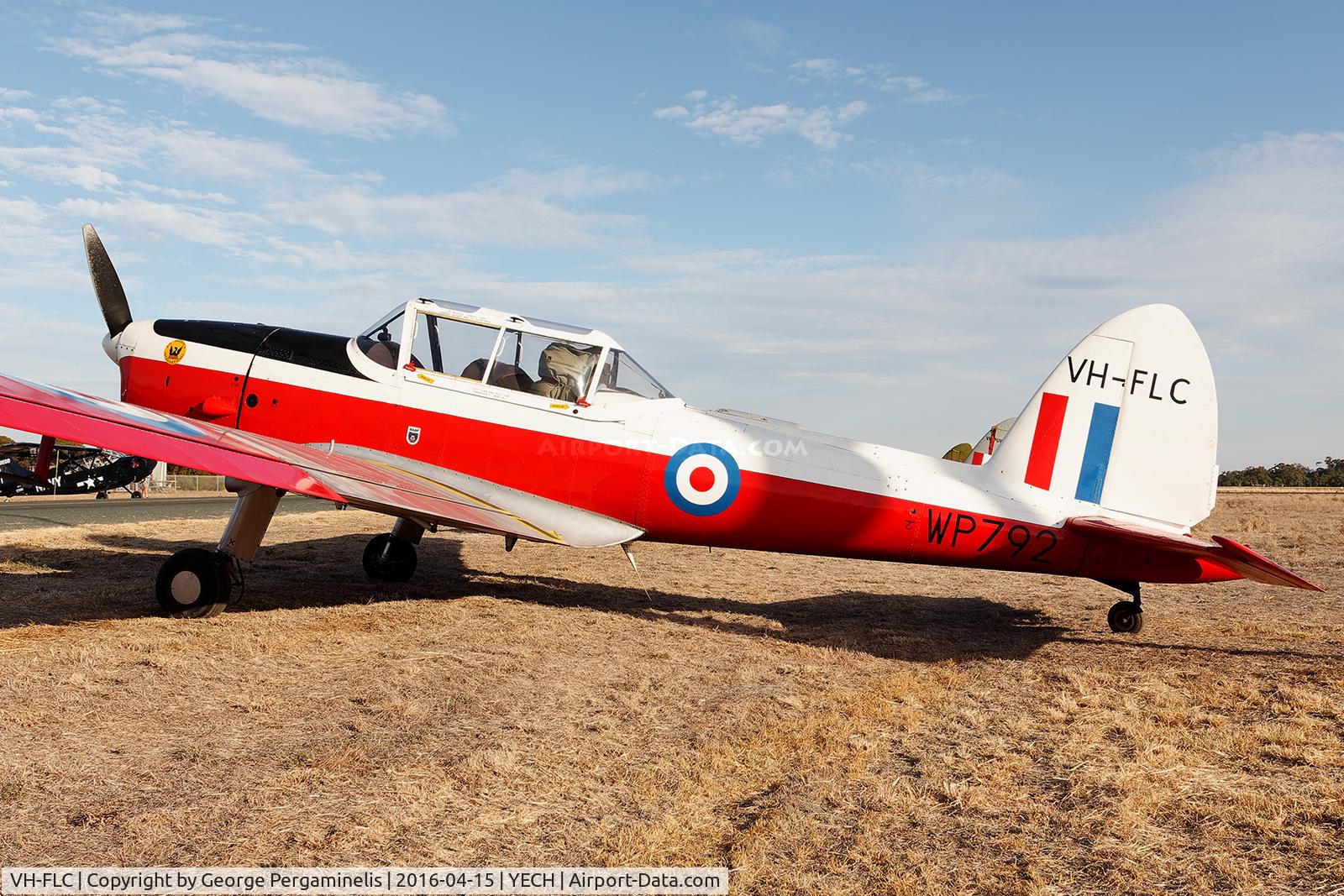 VH-FLC, 1952 De Havilland DHC-1 Chipmunk T.10 C/N C1/0684, Antique Aeroplane Association of Australia National Fly-in 2016.