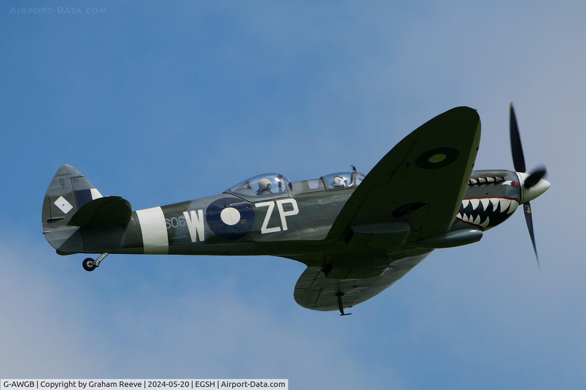 G-AWGB, 1945 Supermarine 361 Spitfire Tr9 C/N CBAF.4494, Departing from Norwich.