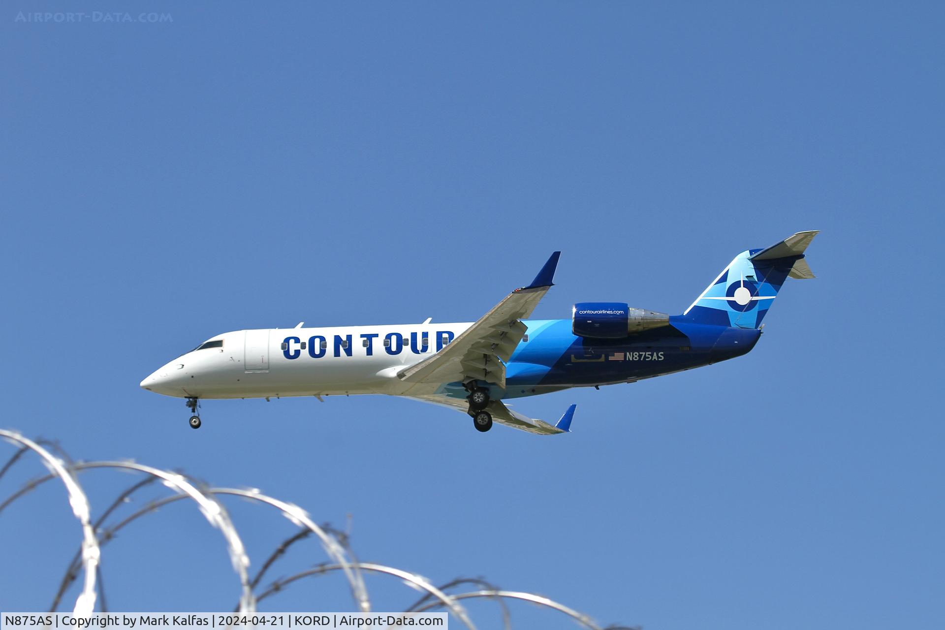 N875AS, 2001 Bombardier CRJ-200ER (CL-600-2B19) C/N 7559, CRJ2 Contour Airlines/ Corporate Flight Management Bombarier CL-600-2B19 N875AS VTE3095 OWB -ORD 28C approach KORD