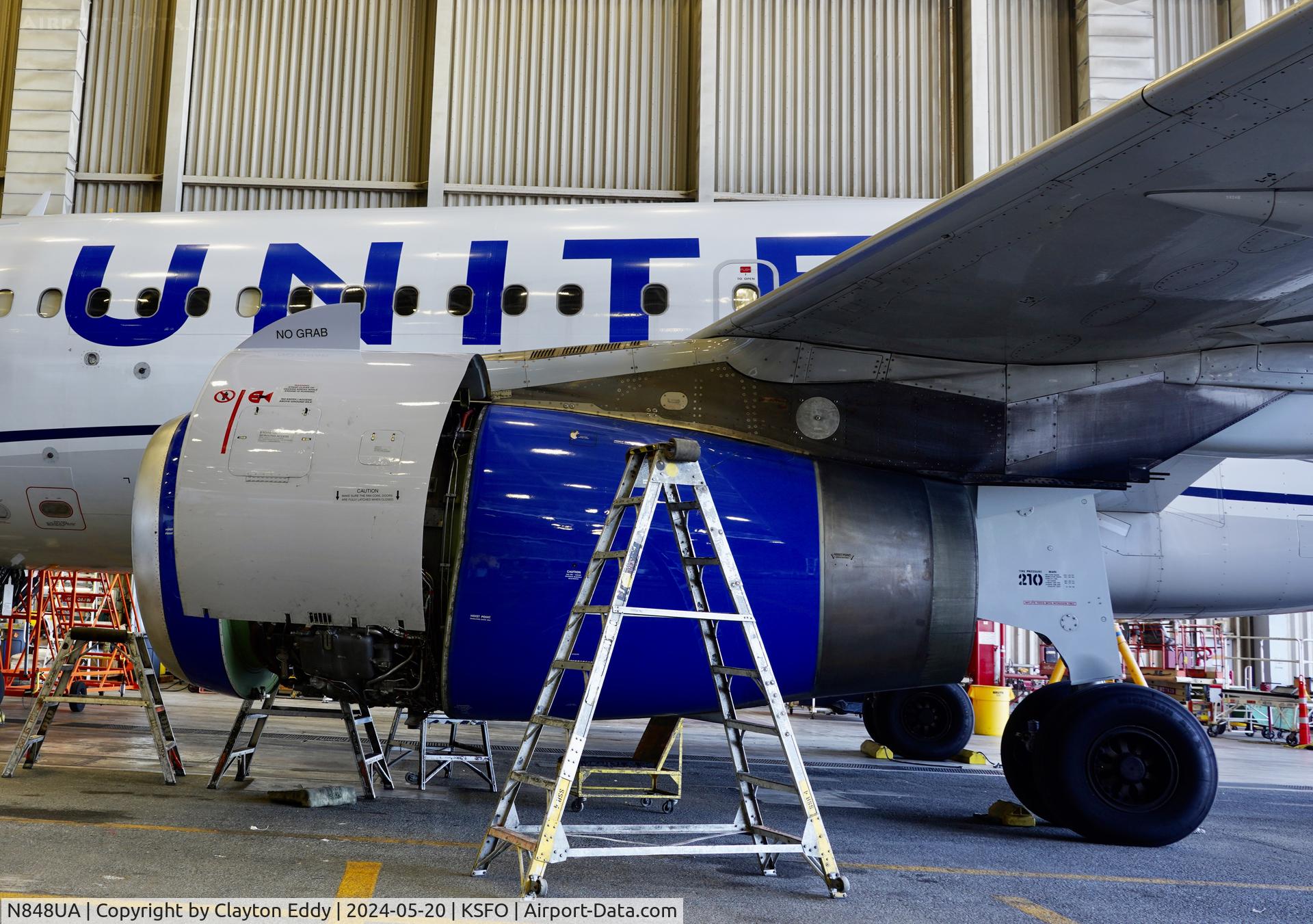 N848UA, 2002 Airbus A319-131 C/N 1647, SFO 2024.