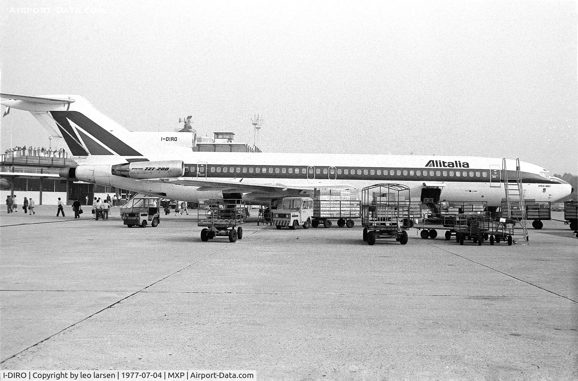 I-DIRO, 1976 Boeing 727-243 C/N 21266, Malpensa 4.7.1977