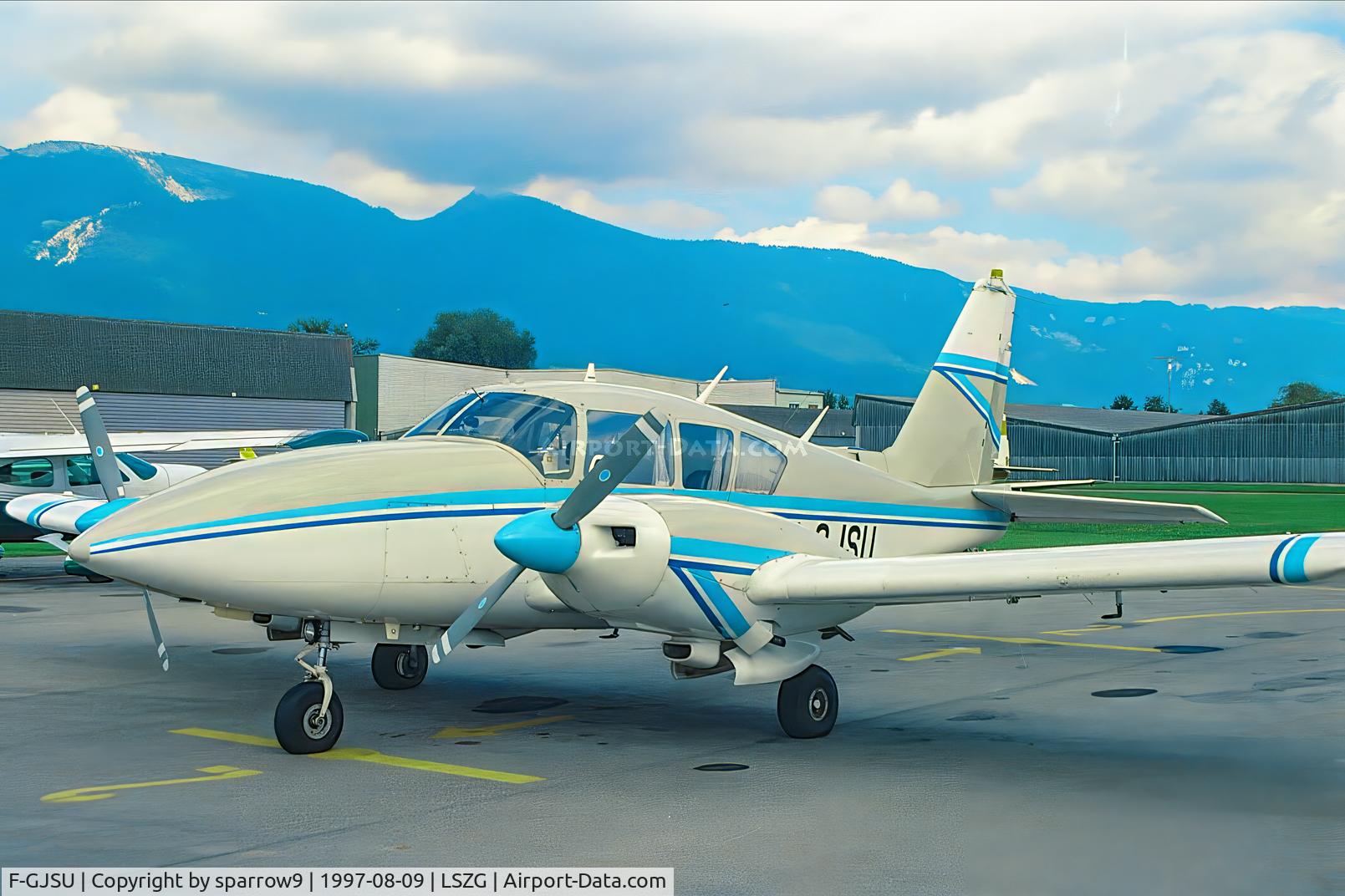 F-GJSU, 1972 Piper PA-23-250 Aztec C/N 27-4776, At Grenchen. Scanned from a slide.