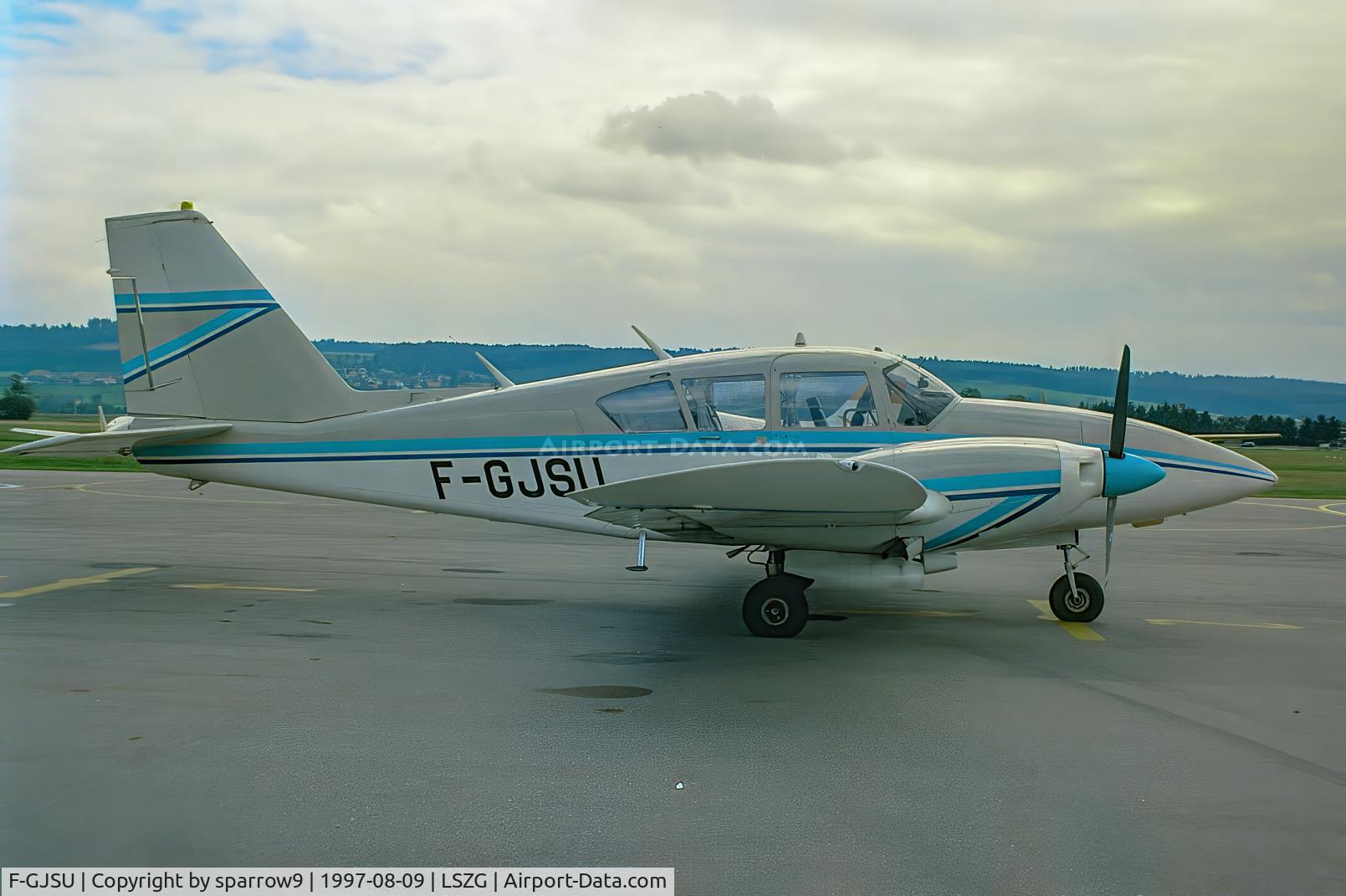 F-GJSU, 1972 Piper PA-23-250 Aztec C/N 27-4776, At Grenchen. Deregistered 2010-07-19.Scanned from a slide.