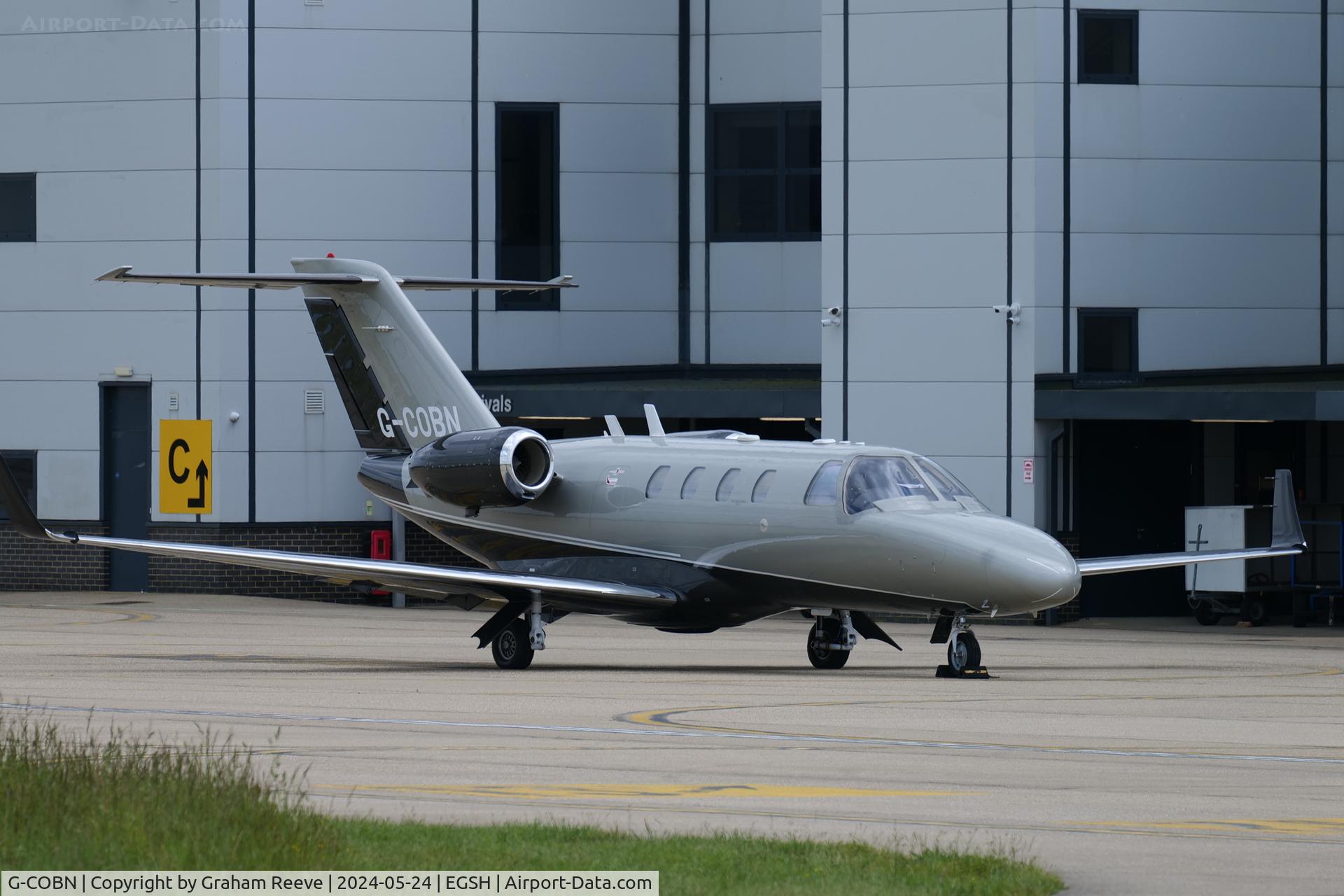 G-COBN, 2001 Cessna 525 CitationJet CJ1 C/N 525-0429, Parked at Norwich.