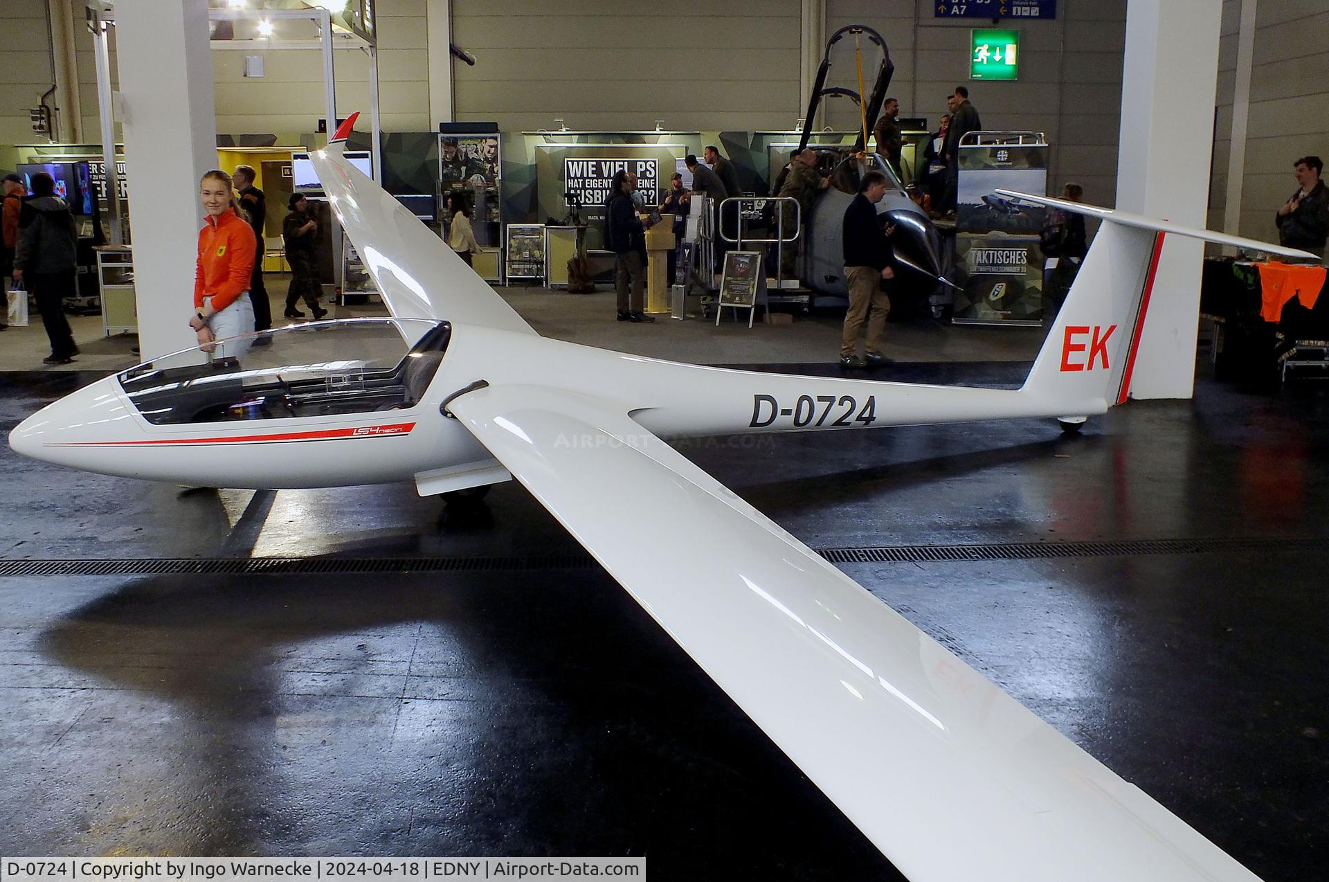 D-0724, Rolladen-Schneider LS-4b C/N 4803, Rolladen-Schneider LS-4b neon at the AERO 2024, Friedrichshafen