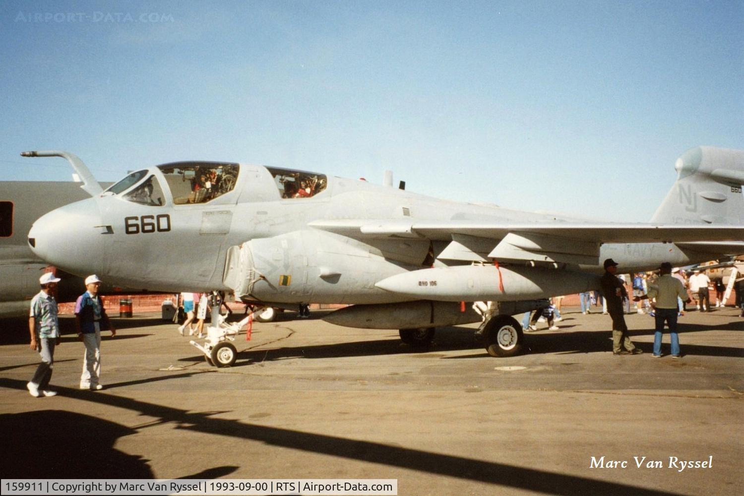 159911, Grumman EA-6B Prowler C/N P-58, 159911 at REno Air Races in Sept 1993.