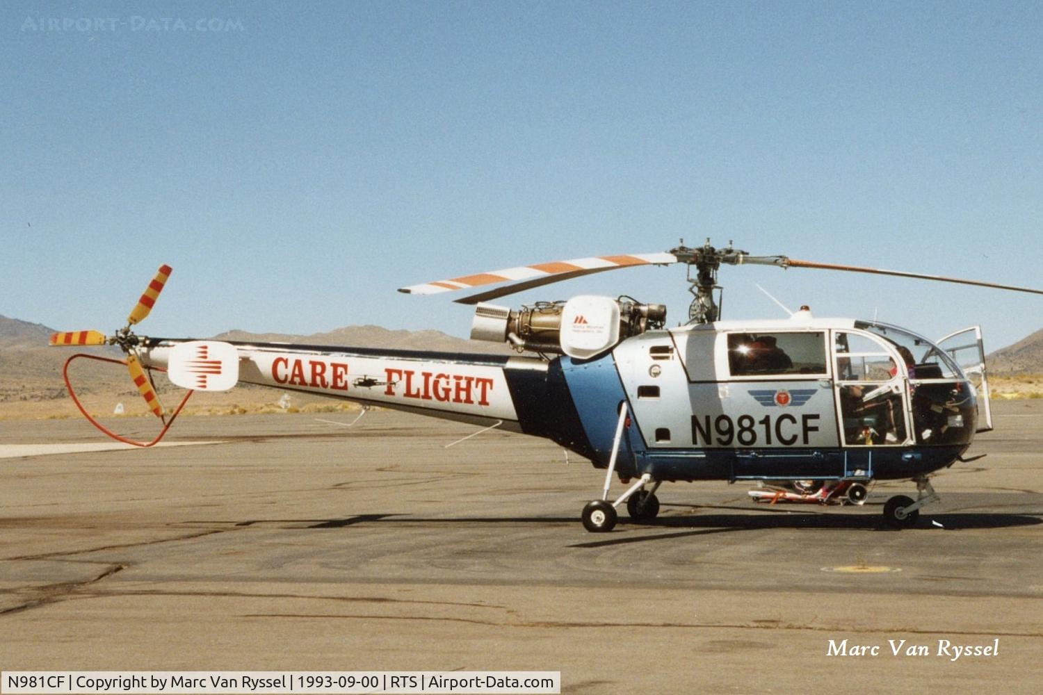 N981CF, Aerospatiale SA-316B Alouette III C/N 1910, N981CF at Reno Air Races in Sept 1993.