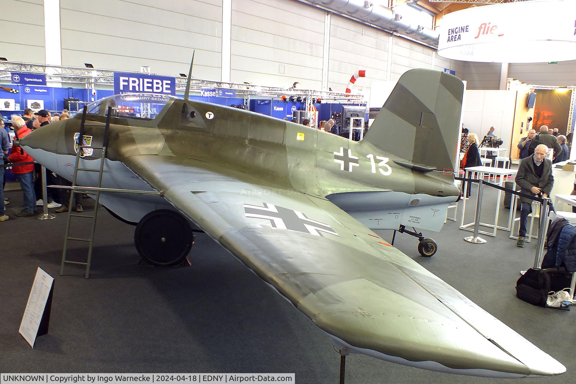 UNKNOWN, 2024 Heinz-Dieter Sippel Me 163 Komet replica C/N 01, Heinz-Dieter Sippel Me 163B Komet ultralight replica with JetCat P1000 Pro turbojet (first powered flight expected soon) at the AERO 2024, Friedrichshafen