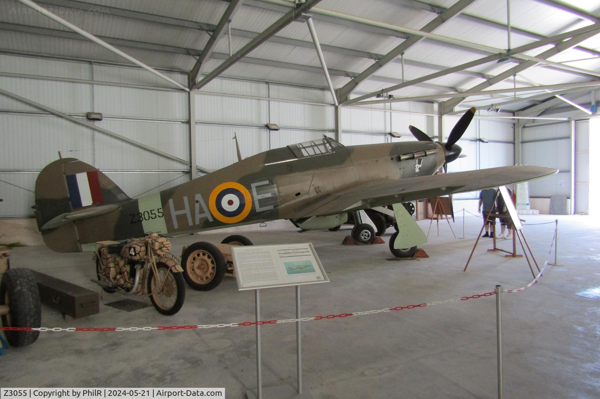 Z3055, 1940 Hawker Hurricane IIA C/N Not found Z3055, 'Z3055' 1941 Hawker Hurricane llA using recovered parts from original wreck Malta Aviation Museum  Ta' Qali Malta 21.05.24 (1)
