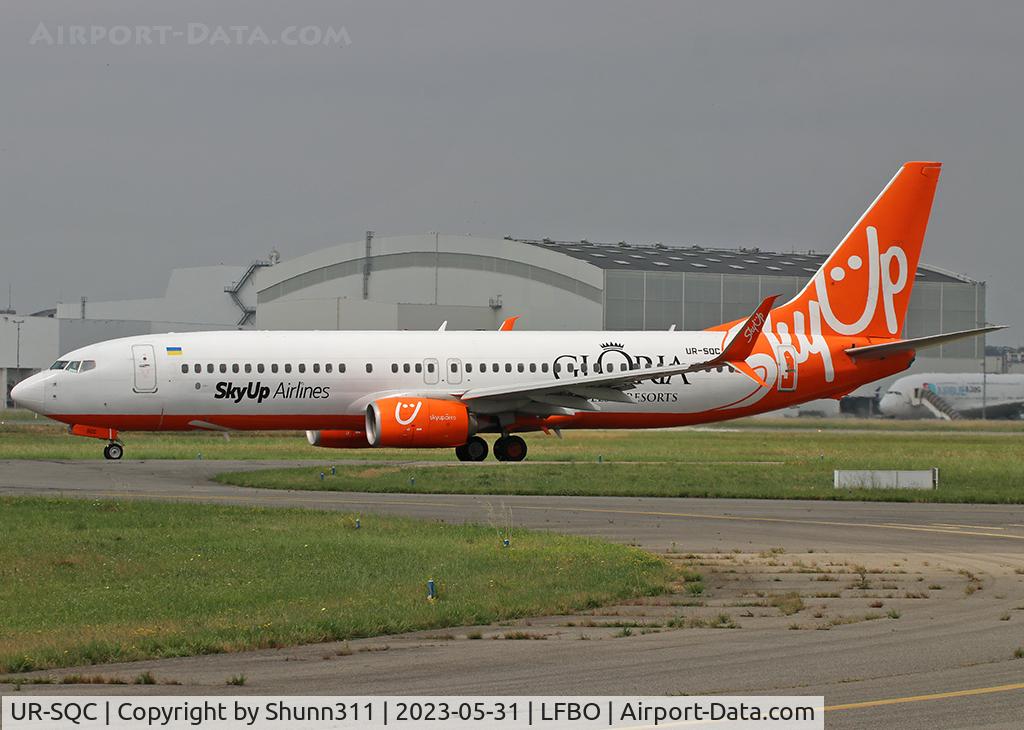 UR-SQC, 2013 Boeing 737-8H6 C/N 40146, Taxiing holding point rwy 32R for departure... Special c/s... Tunisair flight...