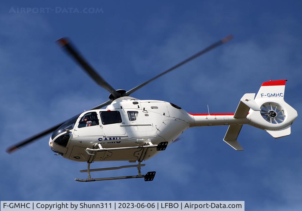 F-GMHC, Eurocopter EC-135T-1 C/N 0036, Passing above the airport... modified c/s
