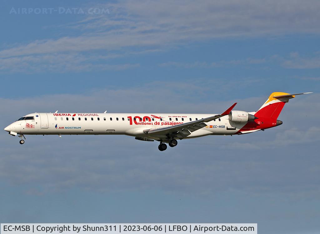 EC-MSB, 2017 Bombardier CRJ-1000EL NG (CL-600-2E25) C/N 19057, Landing rwy 14R with special markings...