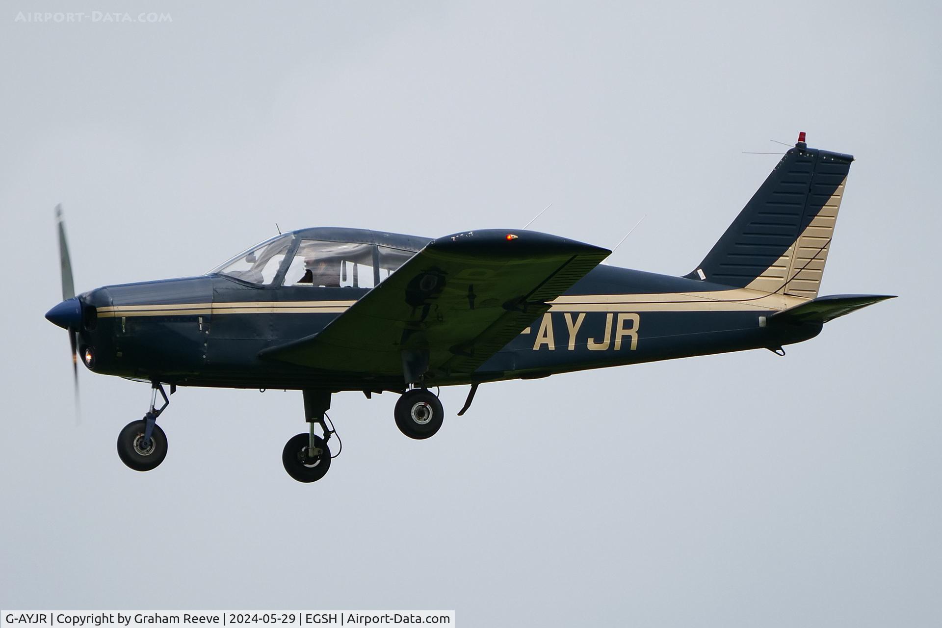 G-AYJR, 1970 Piper PA-28-140 Cherokee C/N 28-26694, Landing at Norwich.