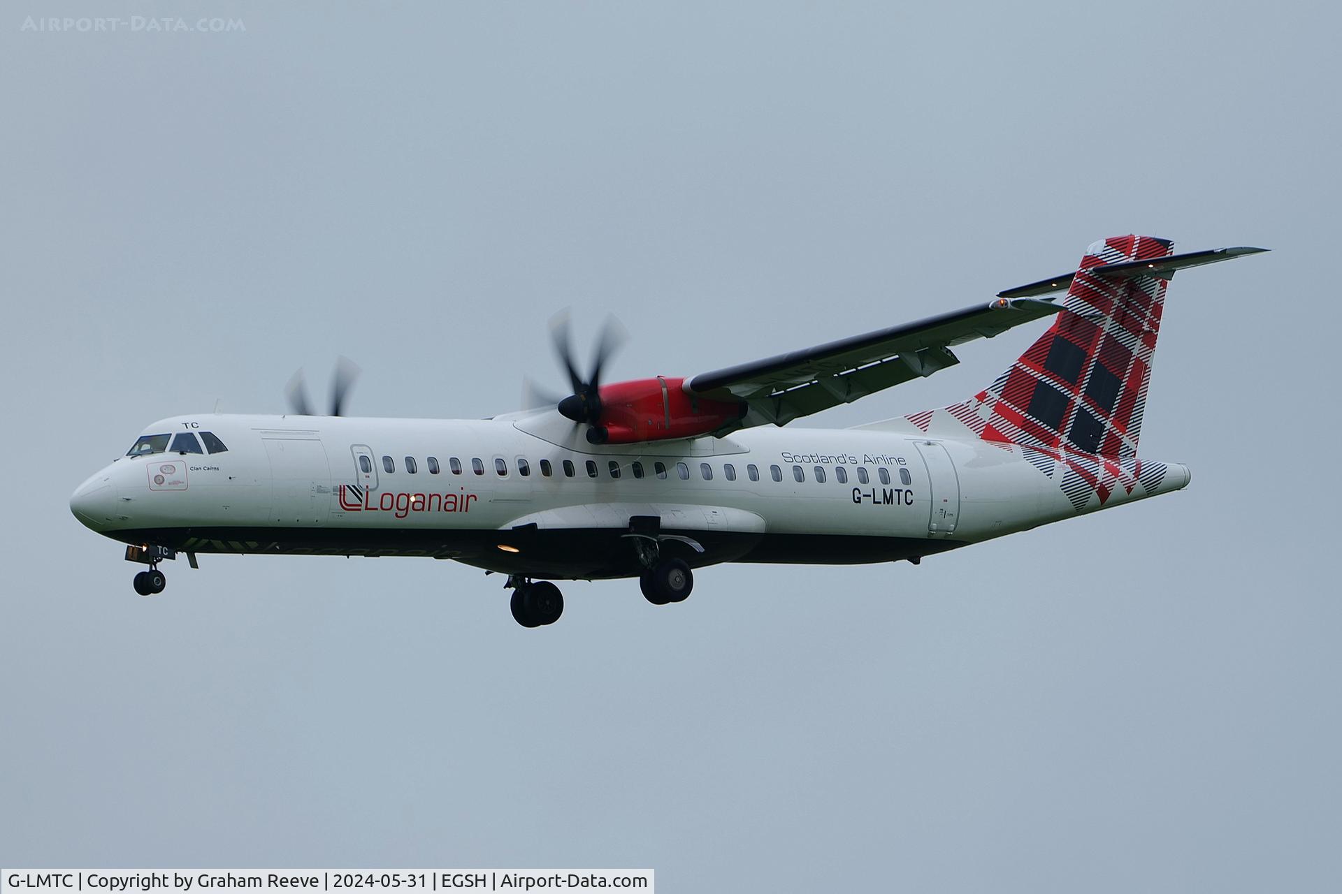 G-LMTC, 2015 ATR 72-600 (72-212A) C/N 1257, Landing at Norwich.