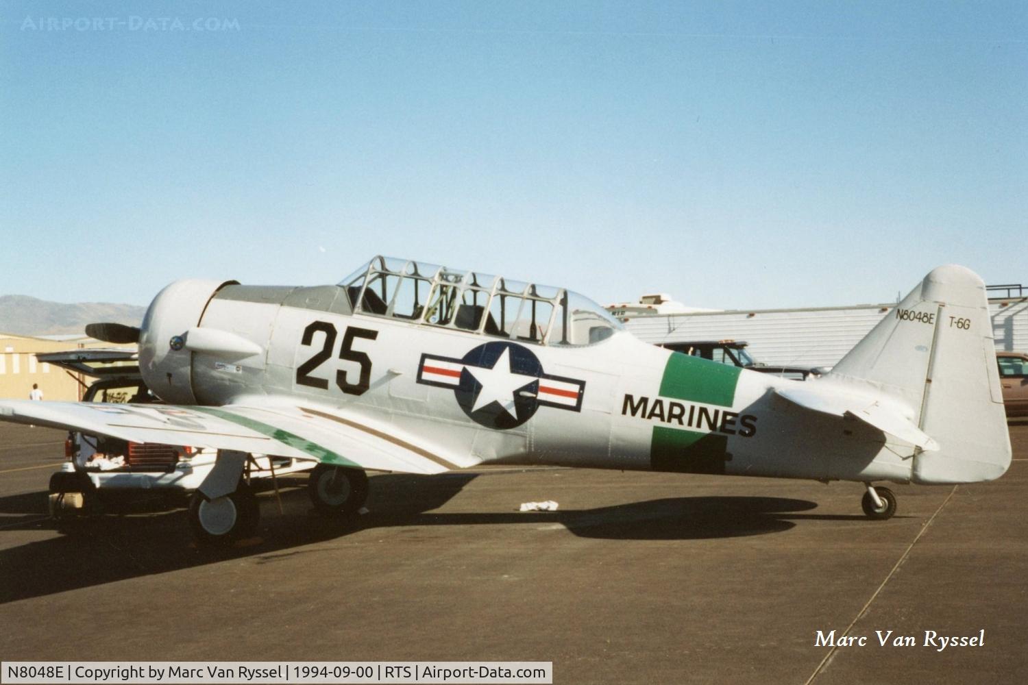N8048E, North American T-6G Texan C/N 182-30, N8048E race #25  was flown by Jimmy Gist during the Reno Air Races in Sept 1994.