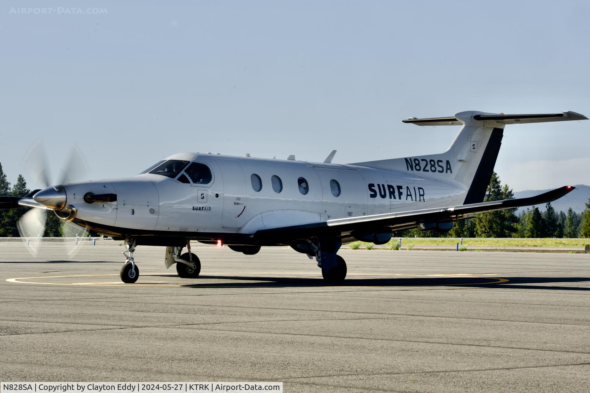 N828SA, 2015 Pilatus PC-12/47E C/N 1525, Truckee Tahoe airport in California 2024.
