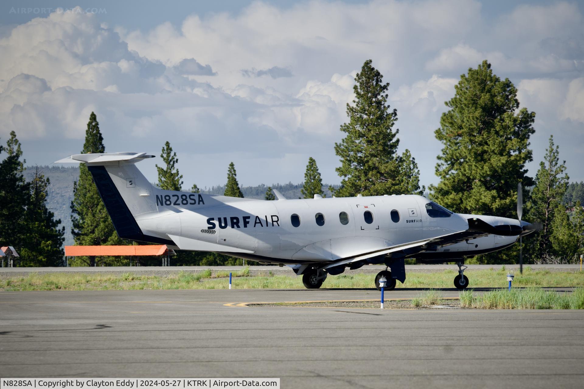 N828SA, 2015 Pilatus PC-12/47E C/N 1525, Truckee Tahoe airport in California 2024.
