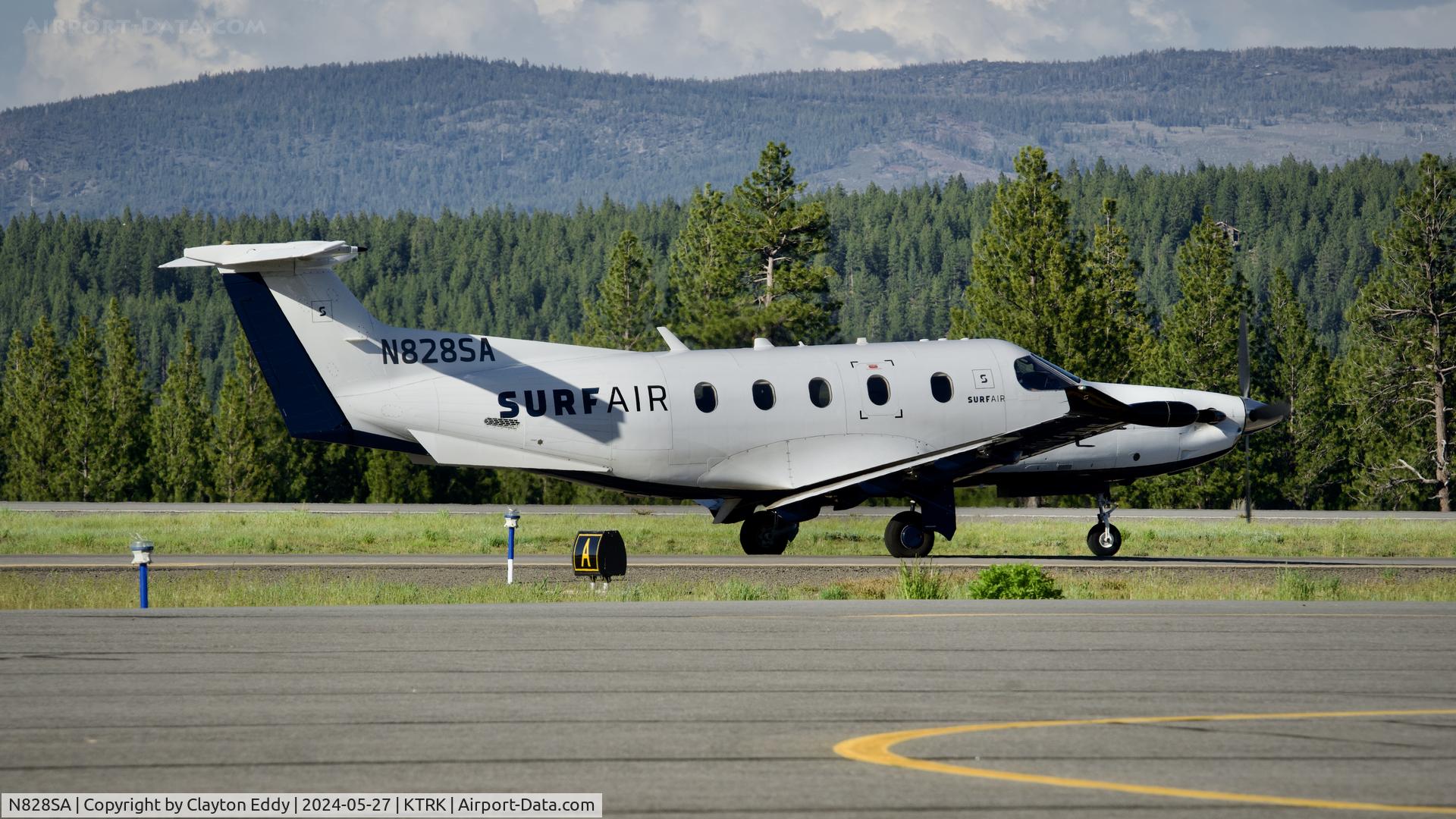N828SA, 2015 Pilatus PC-12/47E C/N 1525, Truckee Tahoe airport in California 2024.