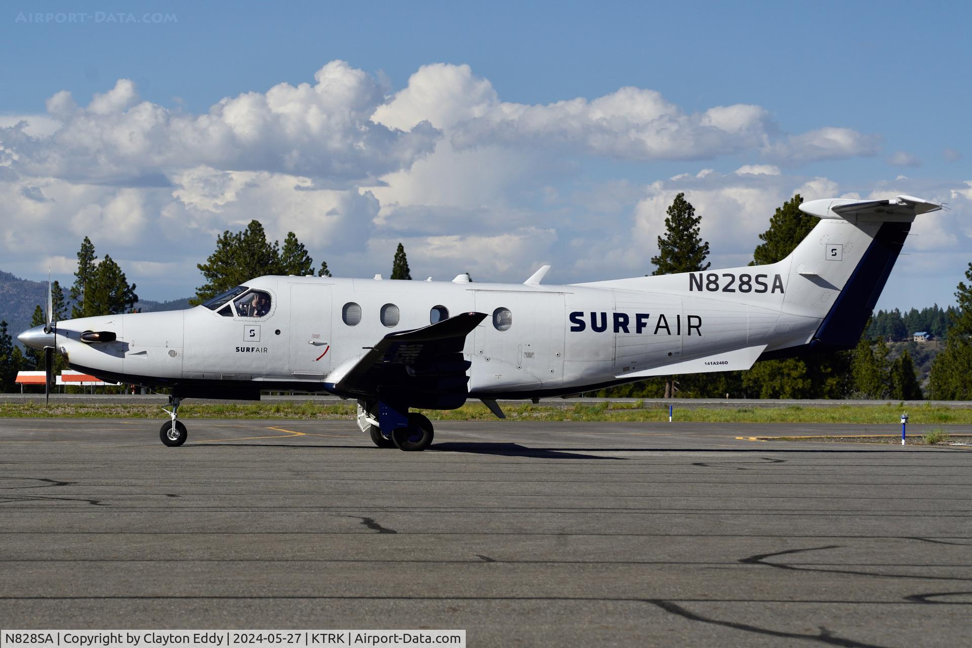 N828SA, 2015 Pilatus PC-12/47E C/N 1525, Truckee Tahoe airport in California 2024.