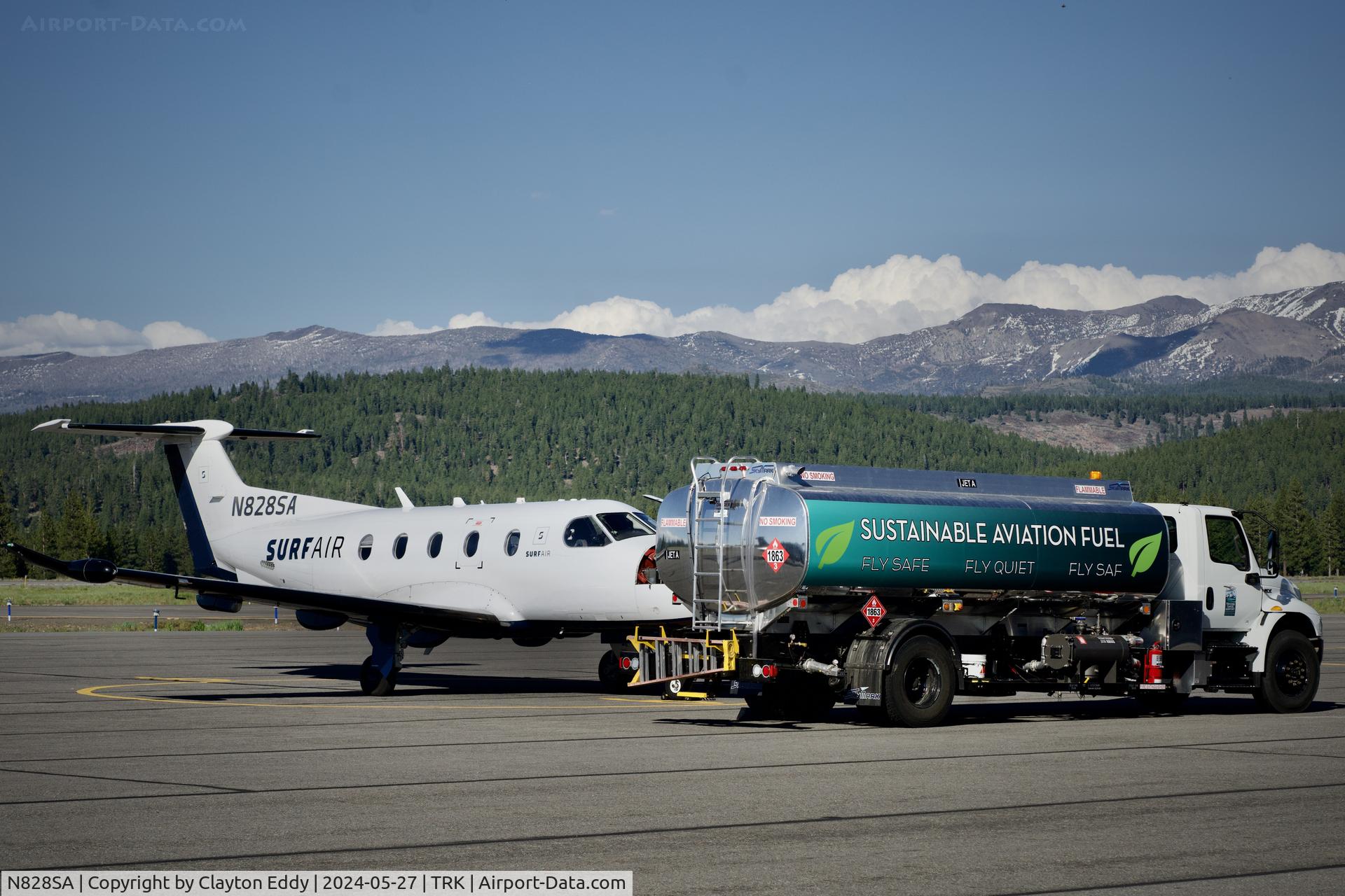 N828SA, 2015 Pilatus PC-12/47E C/N 1525, Truckee Tahoe airport in California 2024.