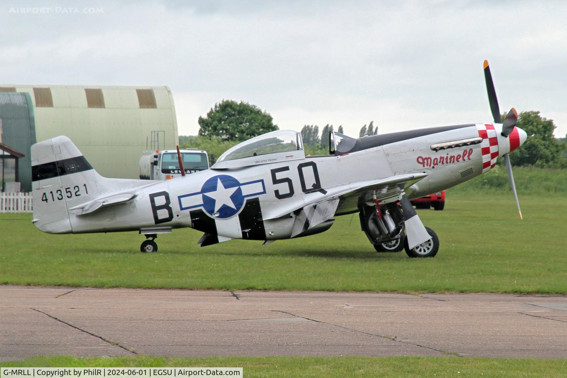 G-MRLL, 1943 North American P-51D Mustang C/N 109-27154, 44-13521 (I-COLT, G-MRLL) 1944 North American P-51D Mustang 'Marinell' D Day Display Duxford 01.06.24 (3)