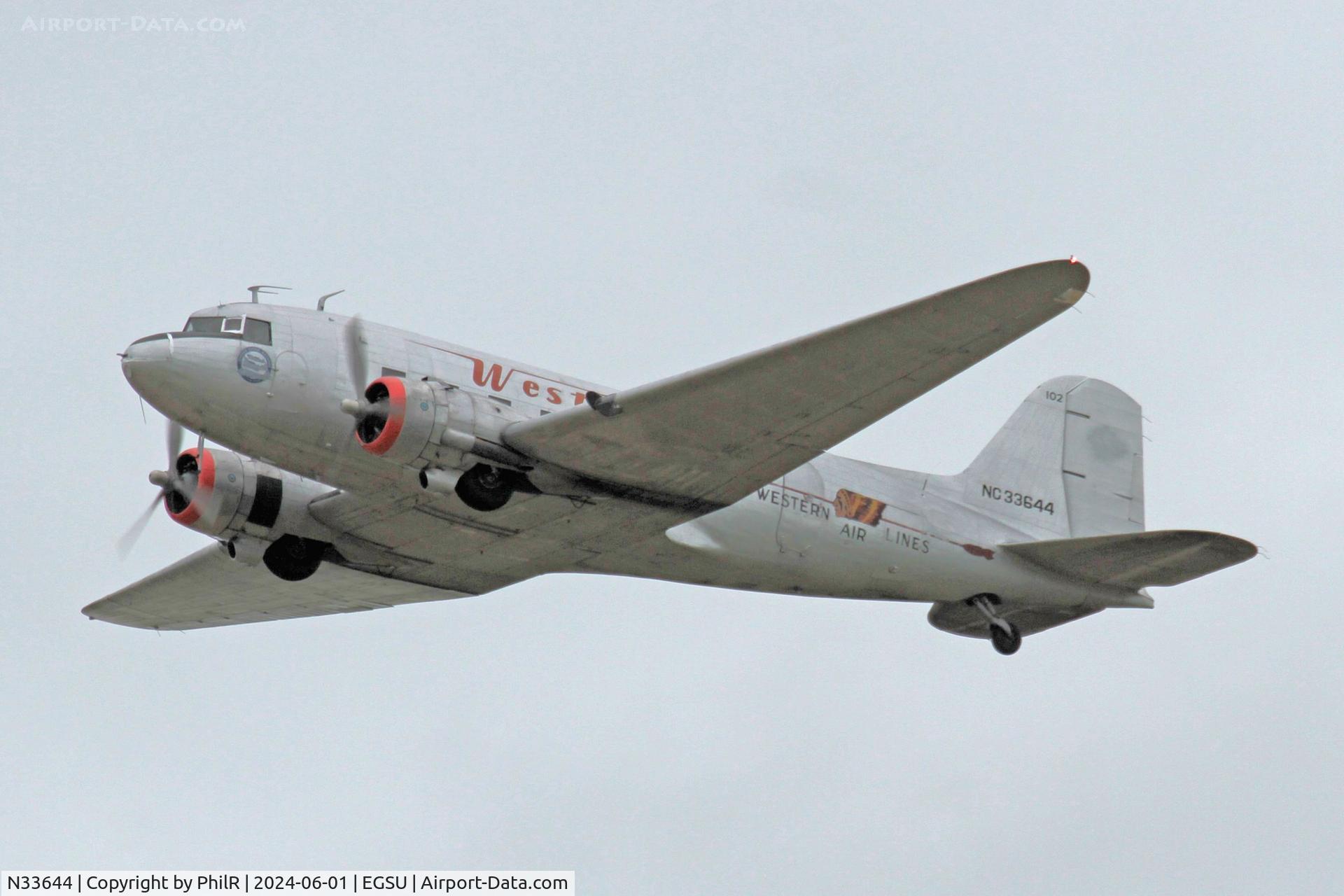 N33644, 1941 Douglas DC-3A-197E C/N 4123, NC33644 1941 Douglas DC-3A Western Airlines D Day Display Duxford 01.06.24 (4)