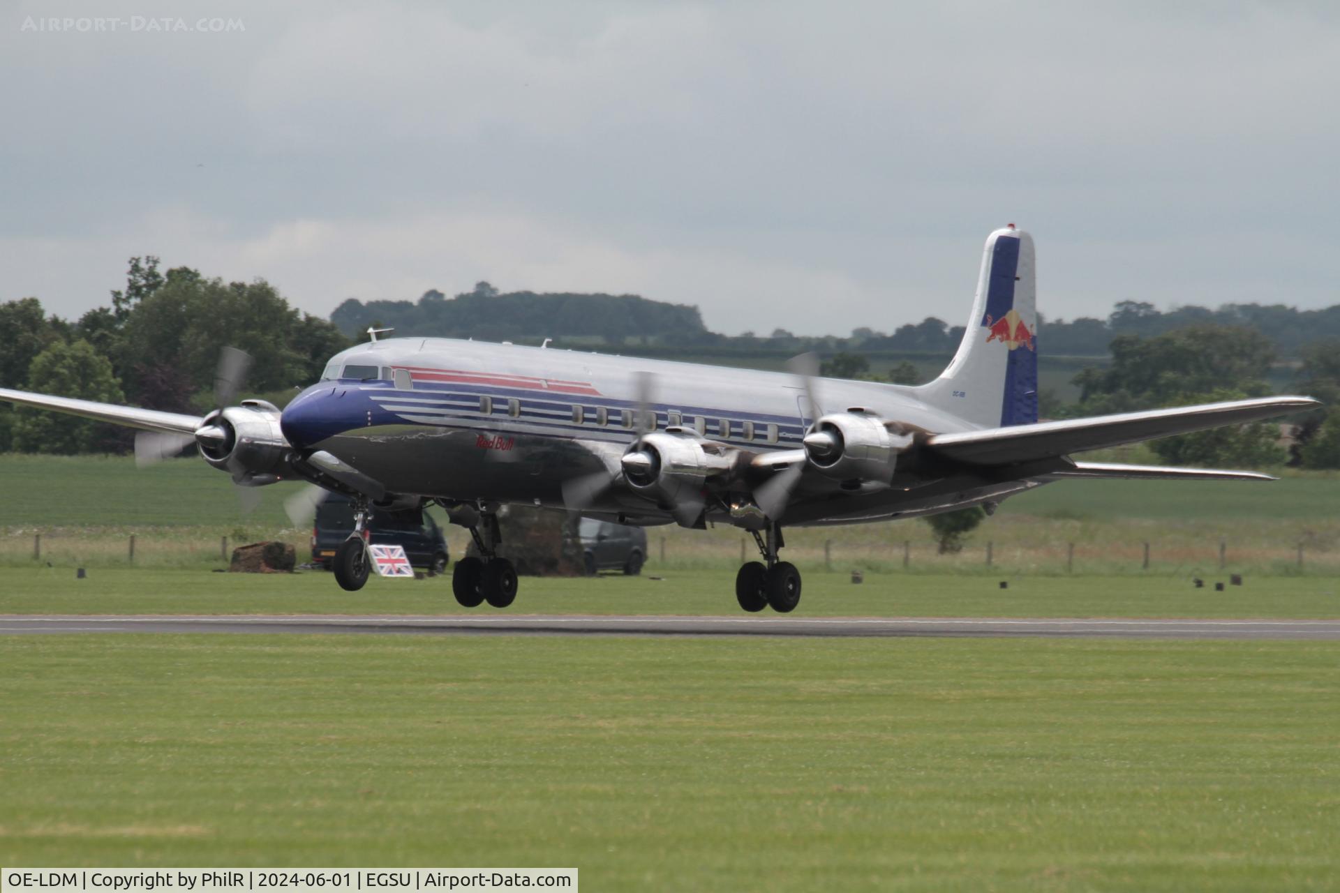 OE-LDM, 1958 Douglas DC-6B C/N 45563, OE-LDM 1958 Douglas DC-6B Red Bull D Day Display Duxford 01.06.24 (7)
