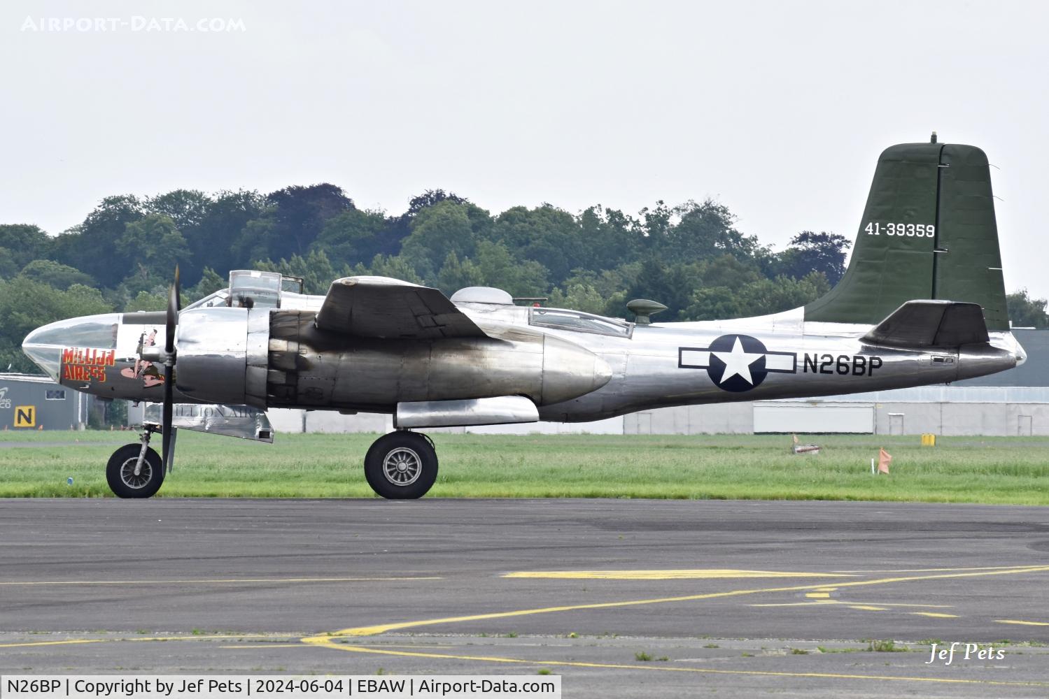 N26BP, 1944 Douglas A-26B Invader Invader C/N 7072, N26BP fuel stop at Antwerp Airport.