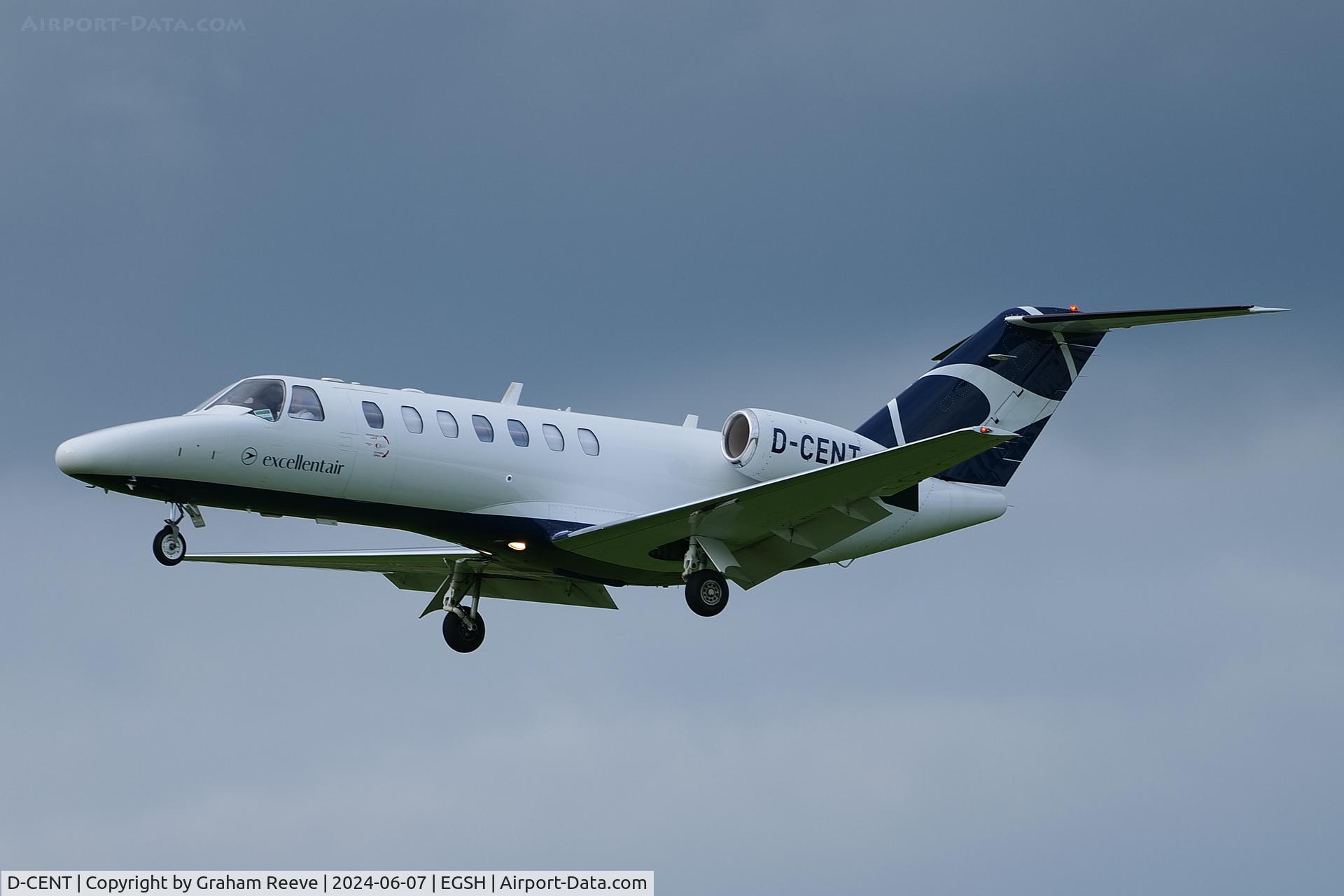 D-CENT, Cessna 525B Citation CJ3 C/N 525B0200, Landing at Norwich.