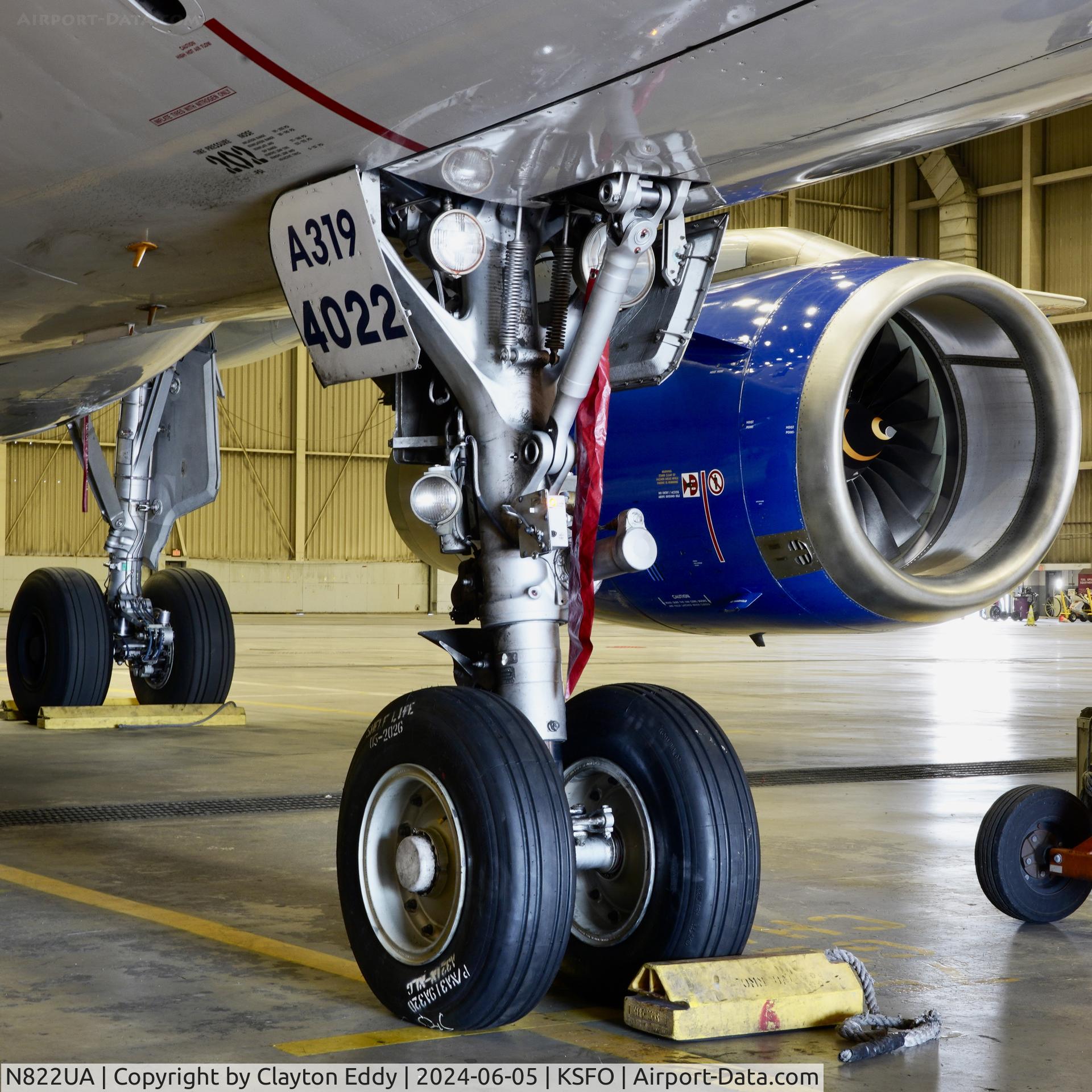 N822UA, 1998 Airbus A319-131 C/N 948, SFO 2024.