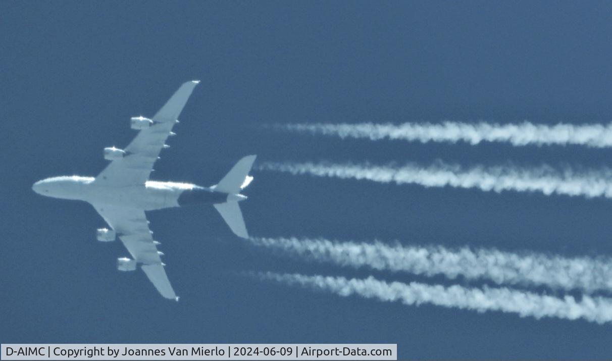 D-AIMC, 2010 Airbus A380-841 C/N 044, LH410 München- New York  over Belgium