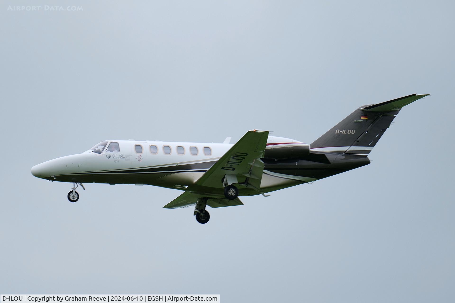 D-ILOU, 2013 Cessna 525A  CitationJet CJ2 C/N 525A-0512, Landing at Norwich.