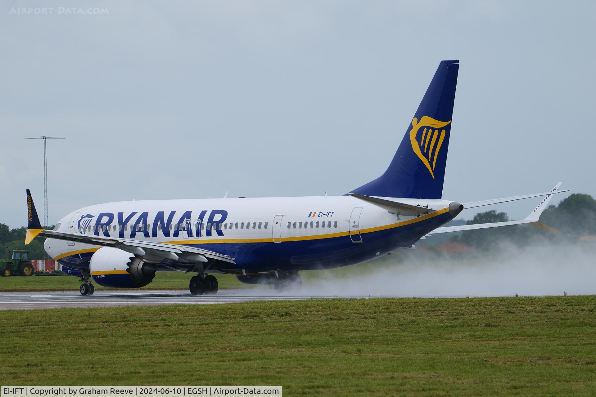 EI-IFT, 2023 Boeing 737-8 MAX C/N 67132, Departing from Norwich.