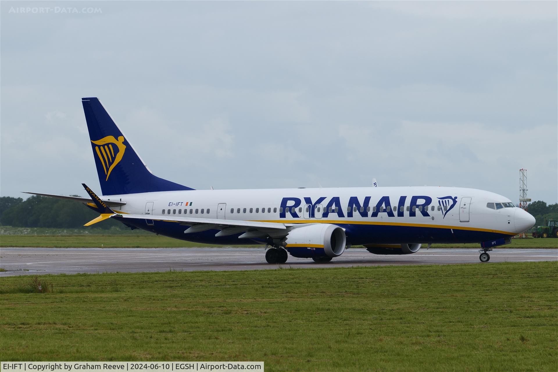 EI-IFT, 2023 Boeing 737-8 MAX C/N 67132, Departing from Norwich.