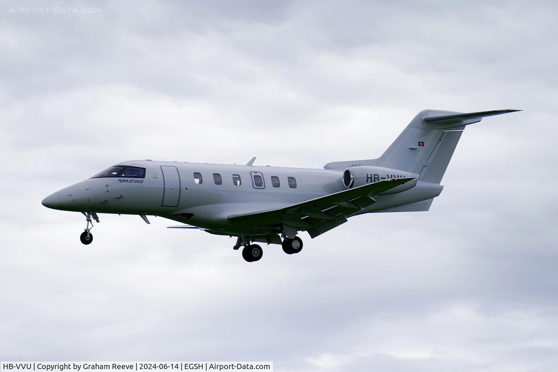 HB-VVU, 2020 Pilatus PC-24 C/N 172, Landing at Norwich.