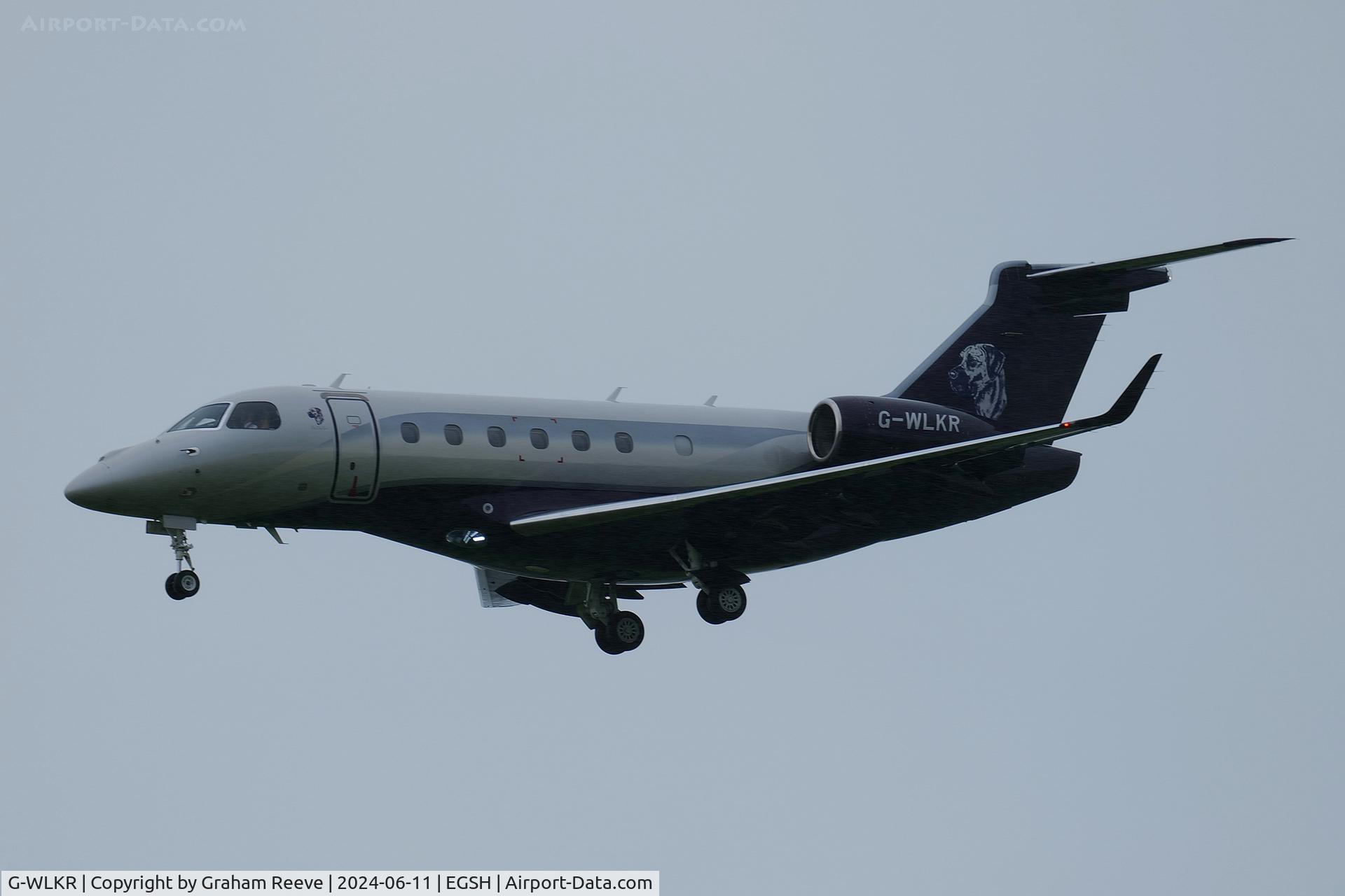G-WLKR, 2018 Embraer EMB-550 Legacy 500 C/N 55000091, Landing at Norwich.