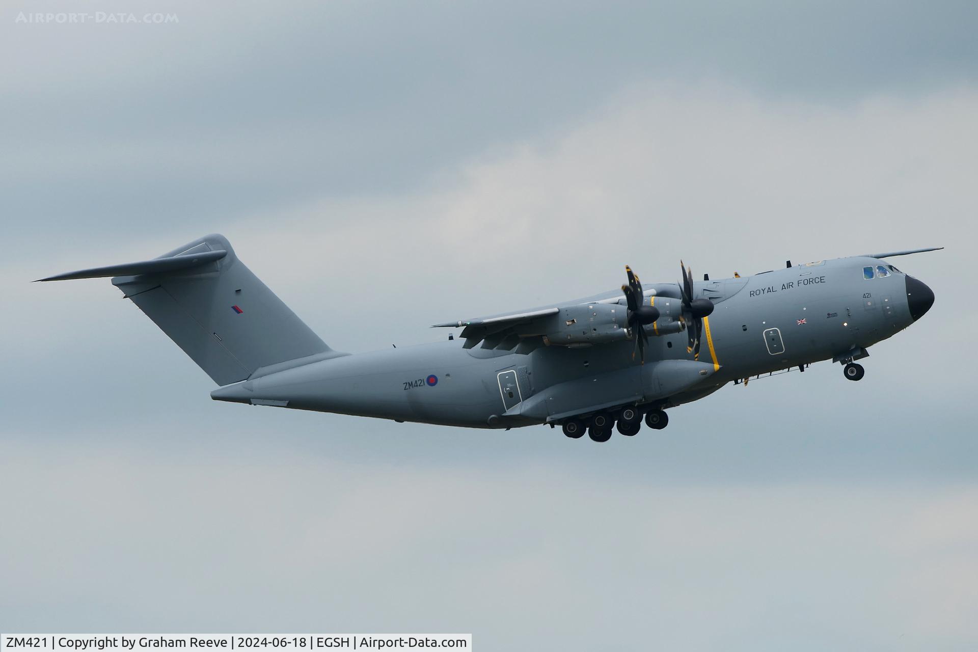 ZM421, 2022 Airbus A400M-180 Atlas C.1 C/N 056, In the circuit at Norwich.
