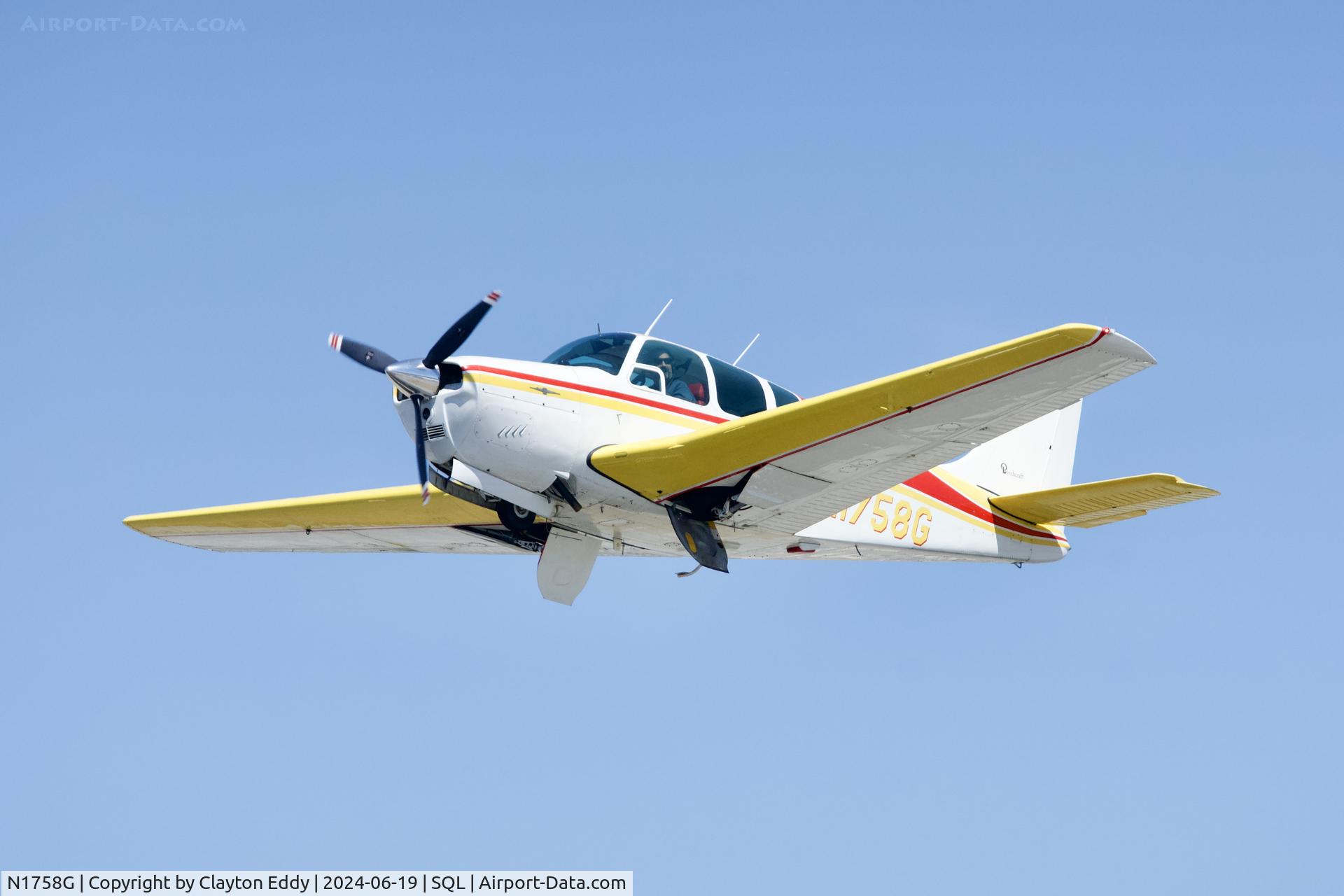N1758G, 1962 Beech 35-B33 Debonair C/N CD-497, San Carlos Airport in California 2024.